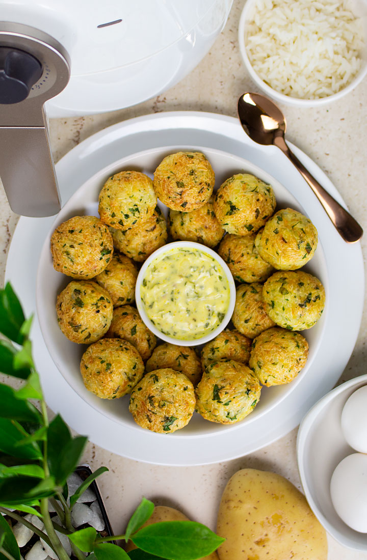 receita pronta de bolinho de arroz na fritadeira sem óleo