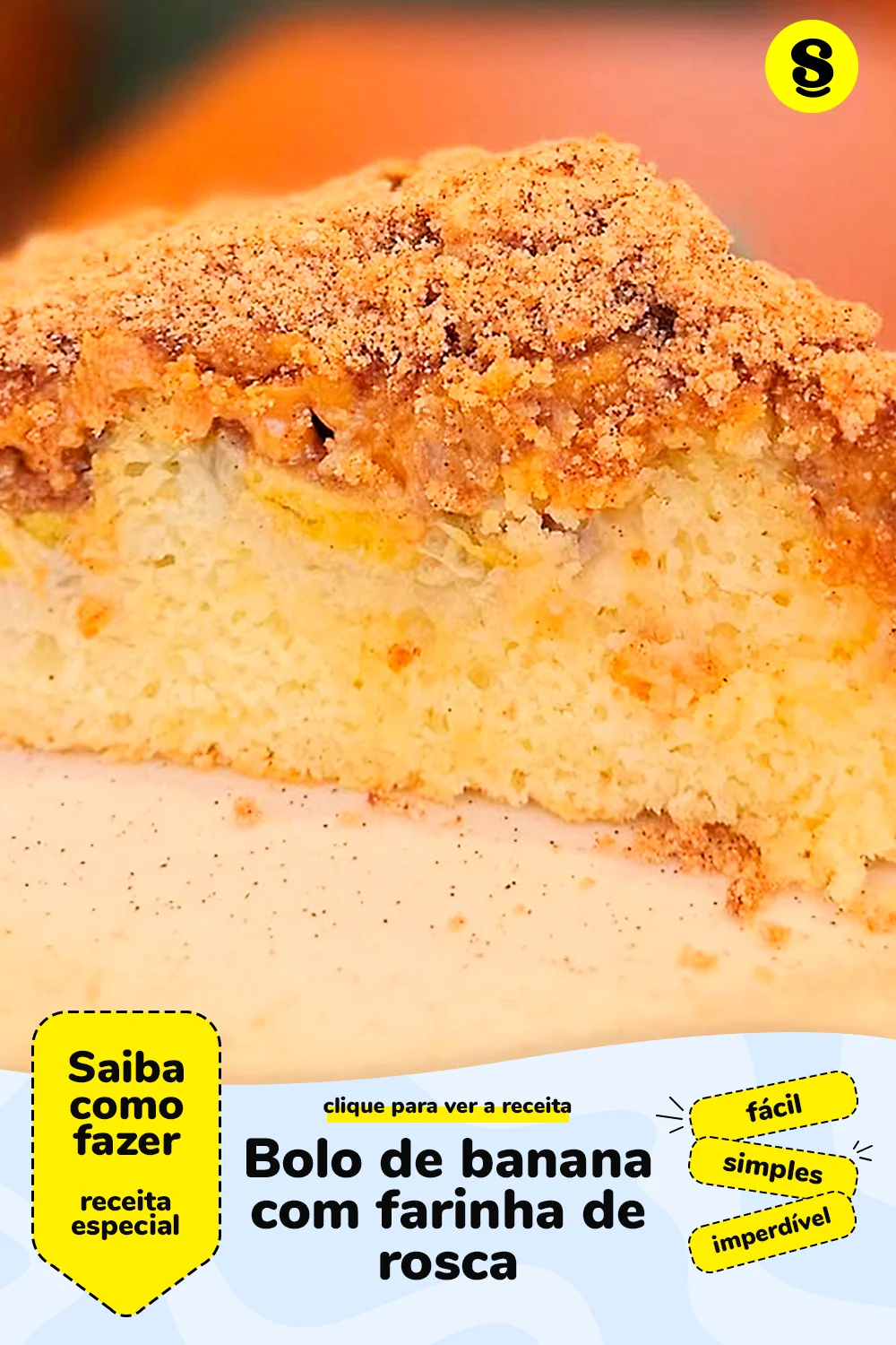 Receita de bolo de banana com farinha de rosca