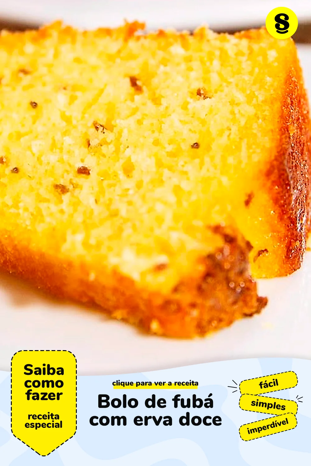 Receita de bolo de fubá com erva doce