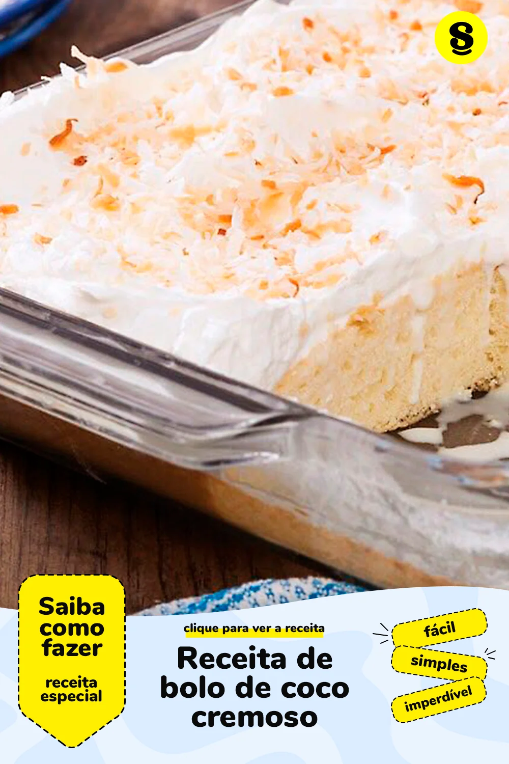 Receita de bolo de coco cremoso