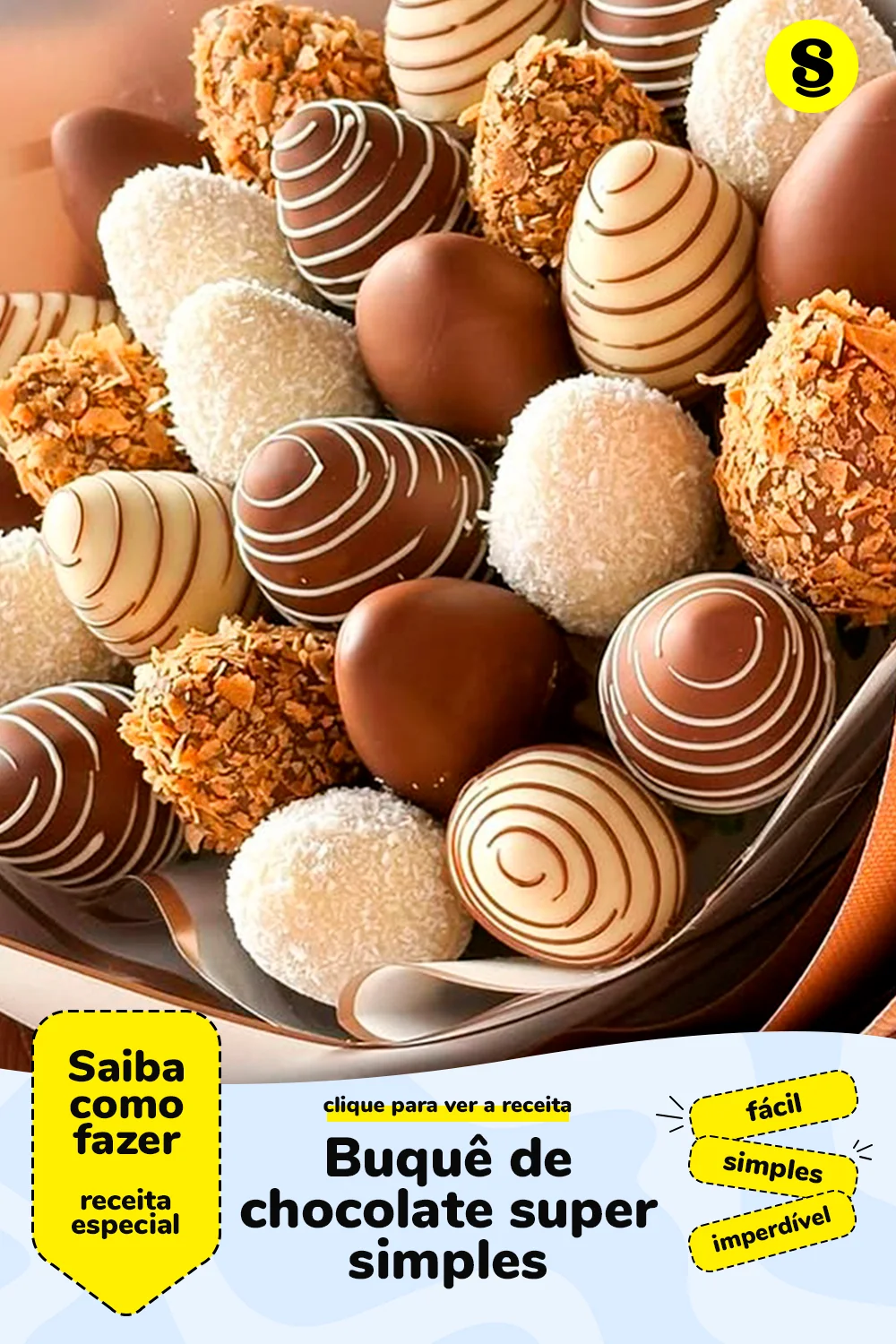 Receita de buquê de chocolate