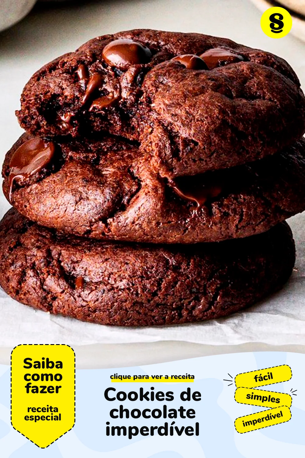Receita de cookies de chocolate