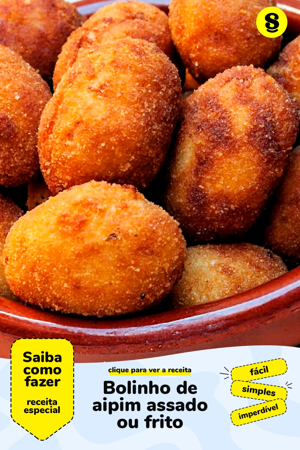 Receita de bolinho de aipim assado ou frito