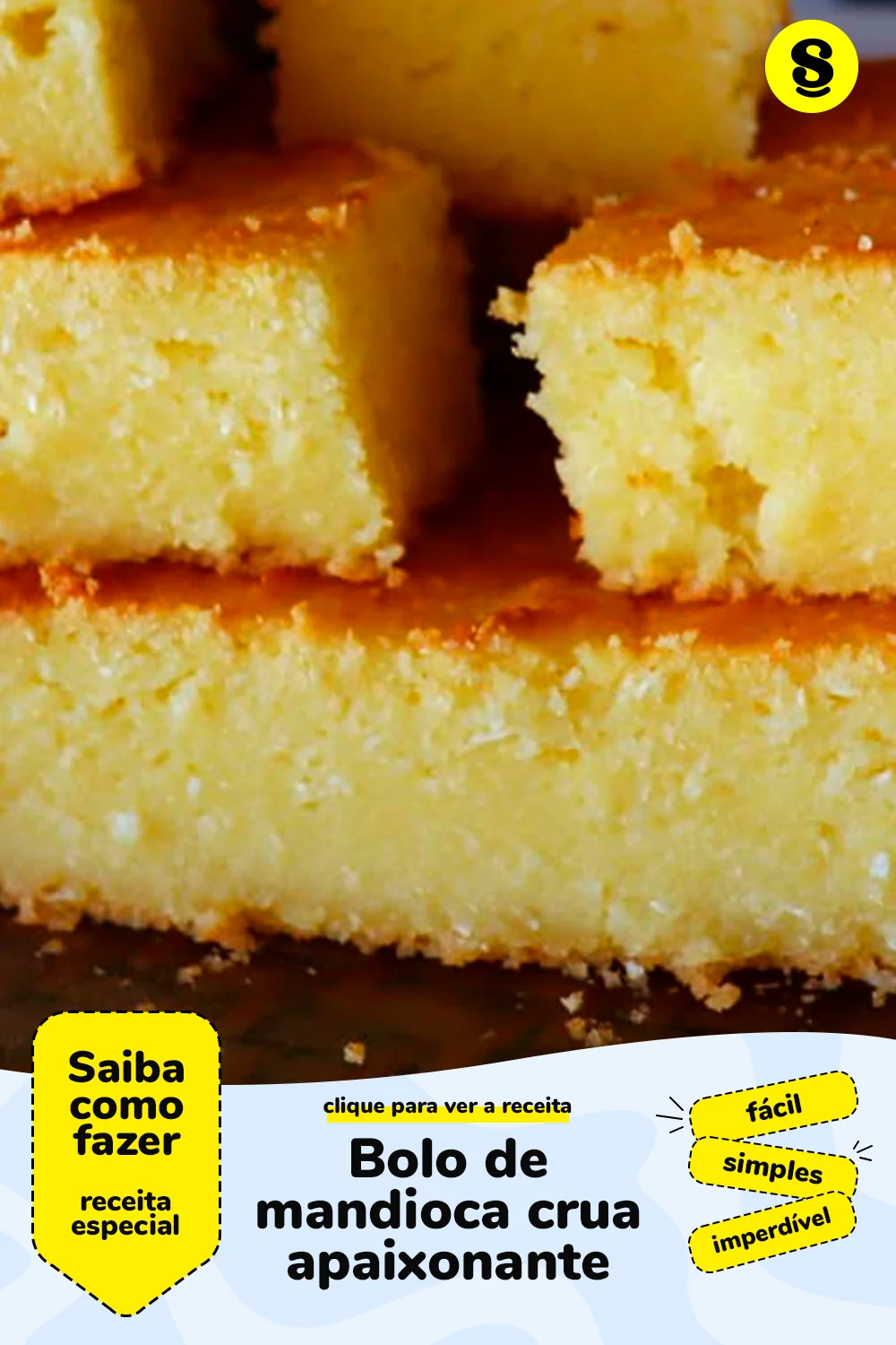 Receita de bolo de mandioca crua