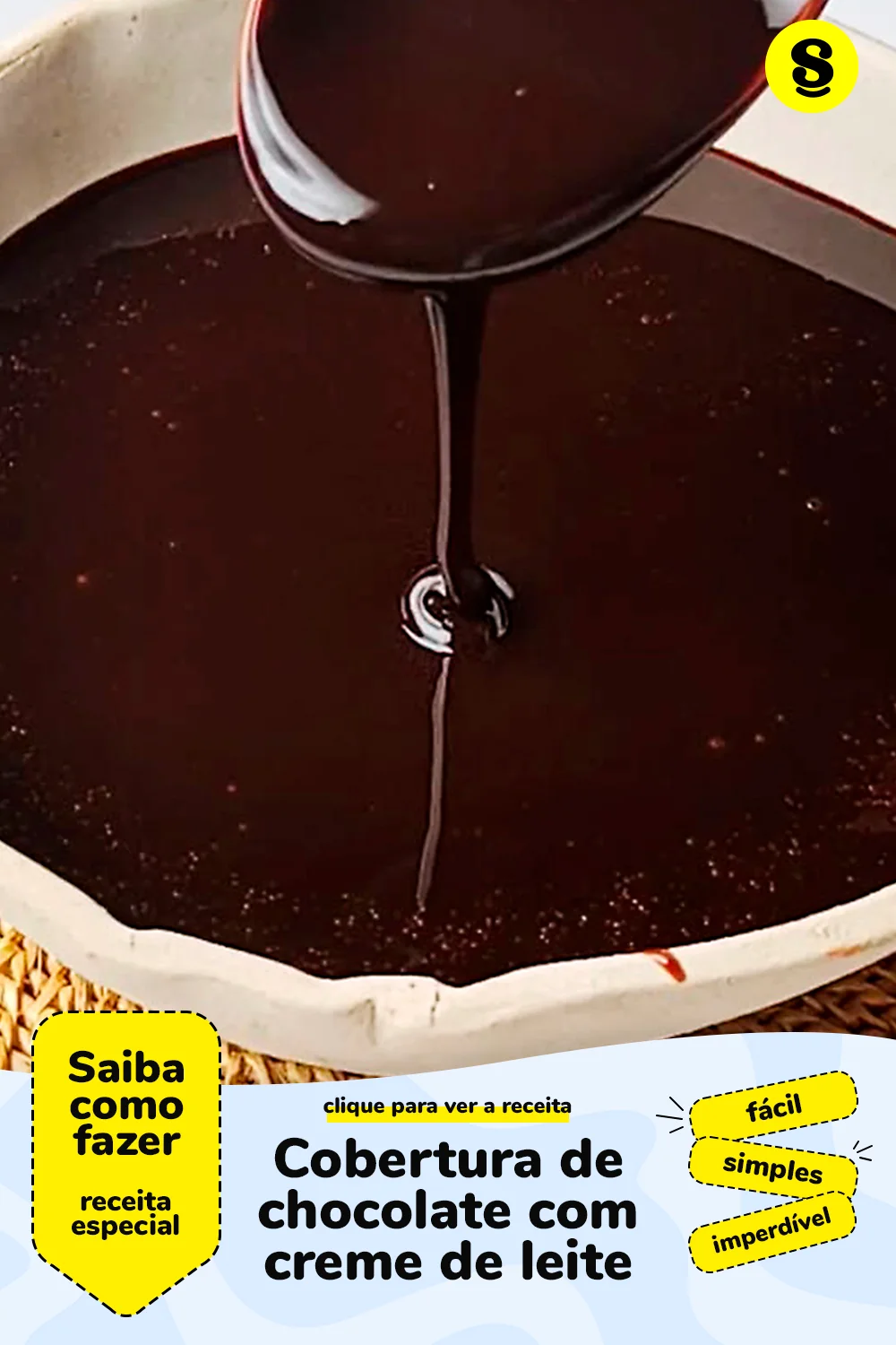 Receita de cobertura de chocolate com creme de leite