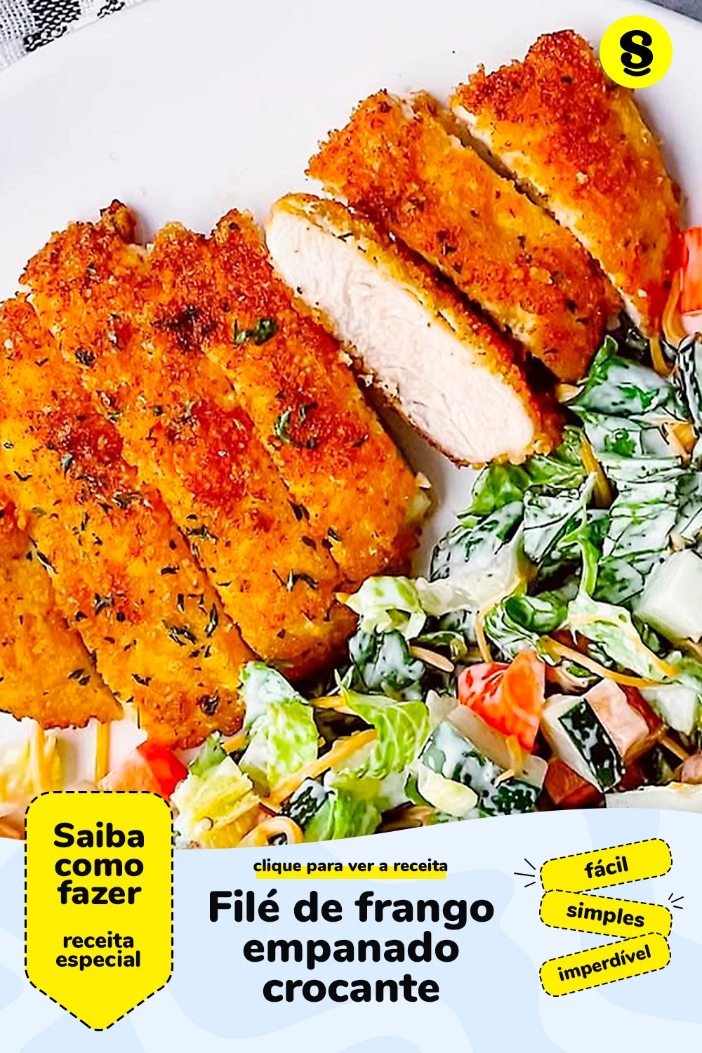 Receita de filé de frango empanado crocante