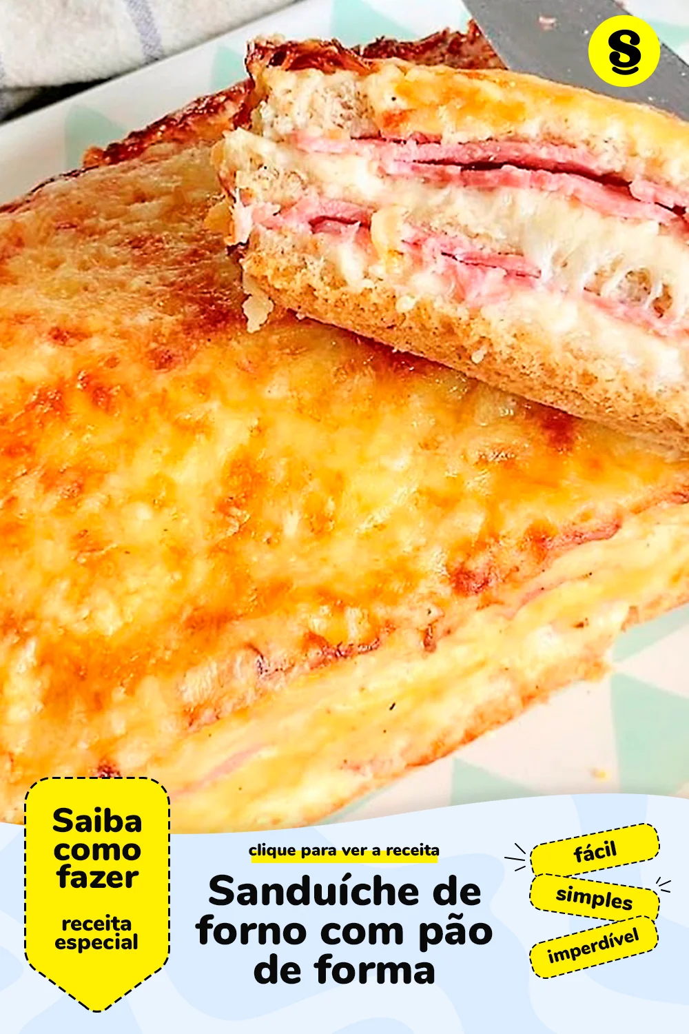 Receita de sanduíche de forno com pão de forma