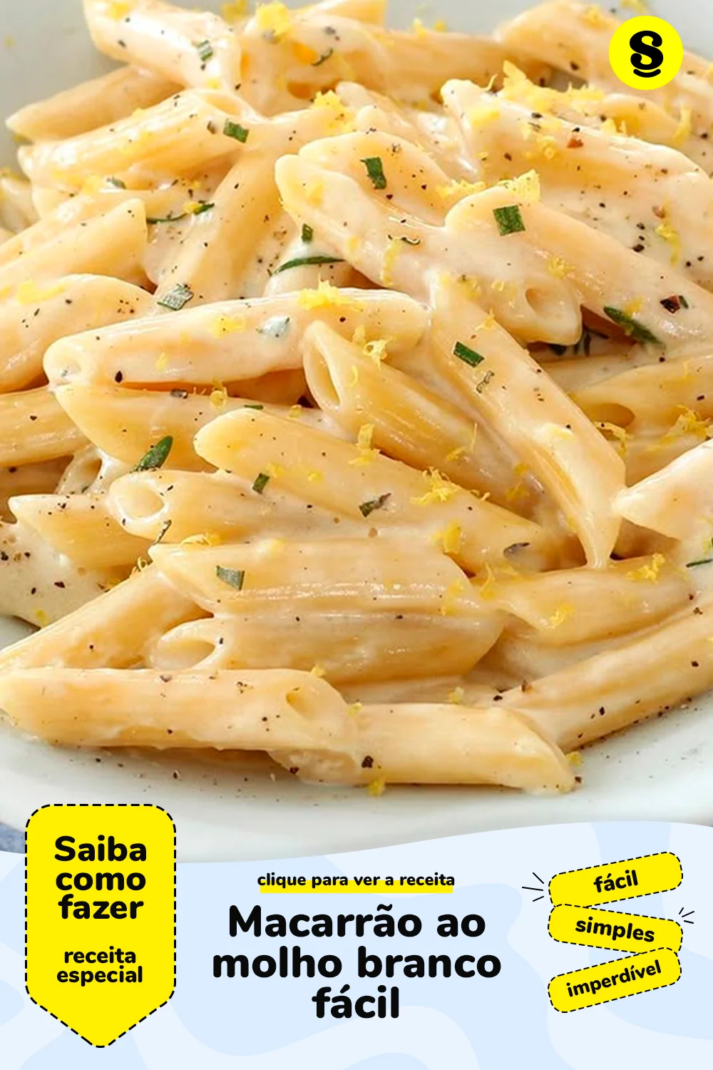 Receita de macarrão ao molho branco