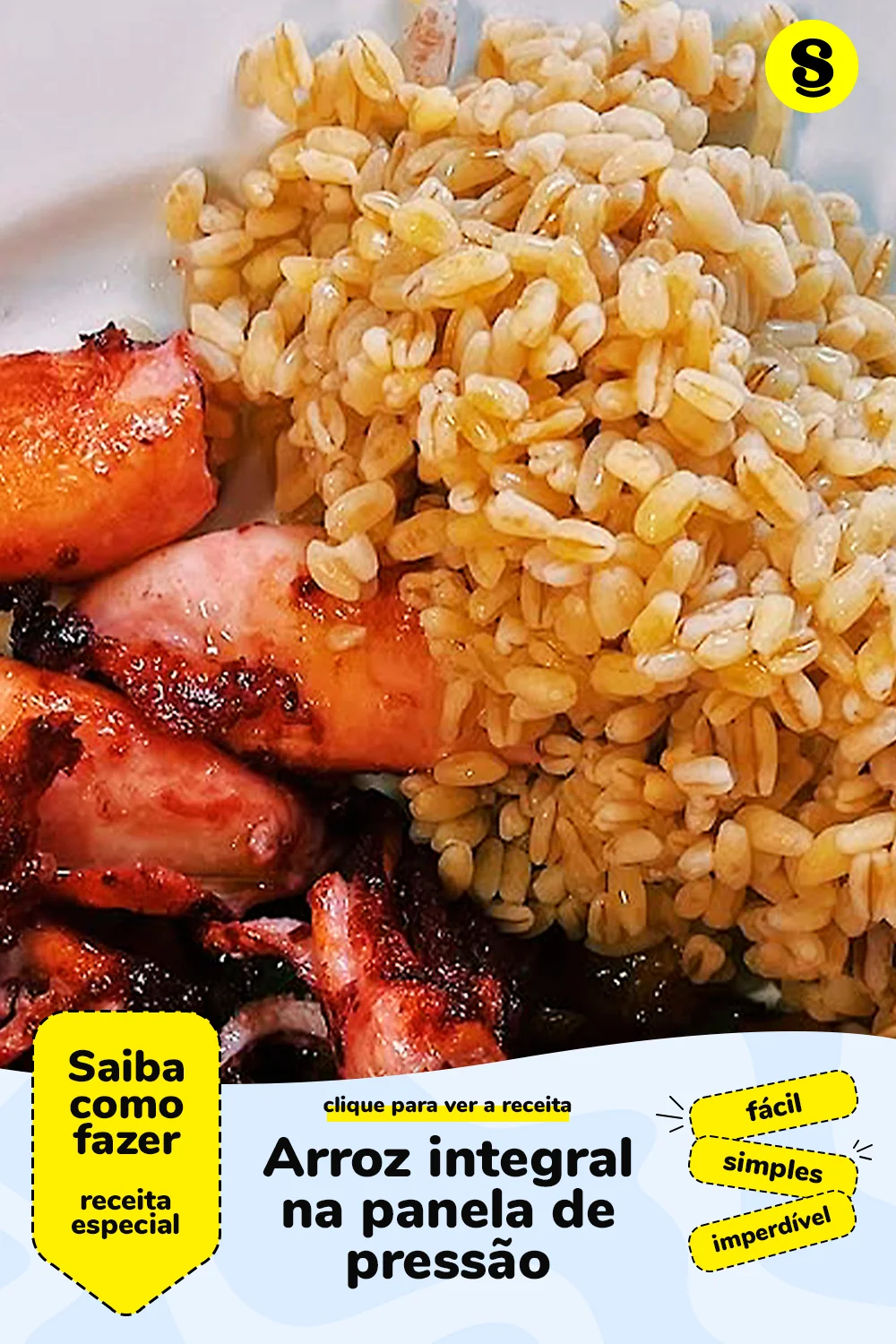 Receita de arroz integral na panela de pressão