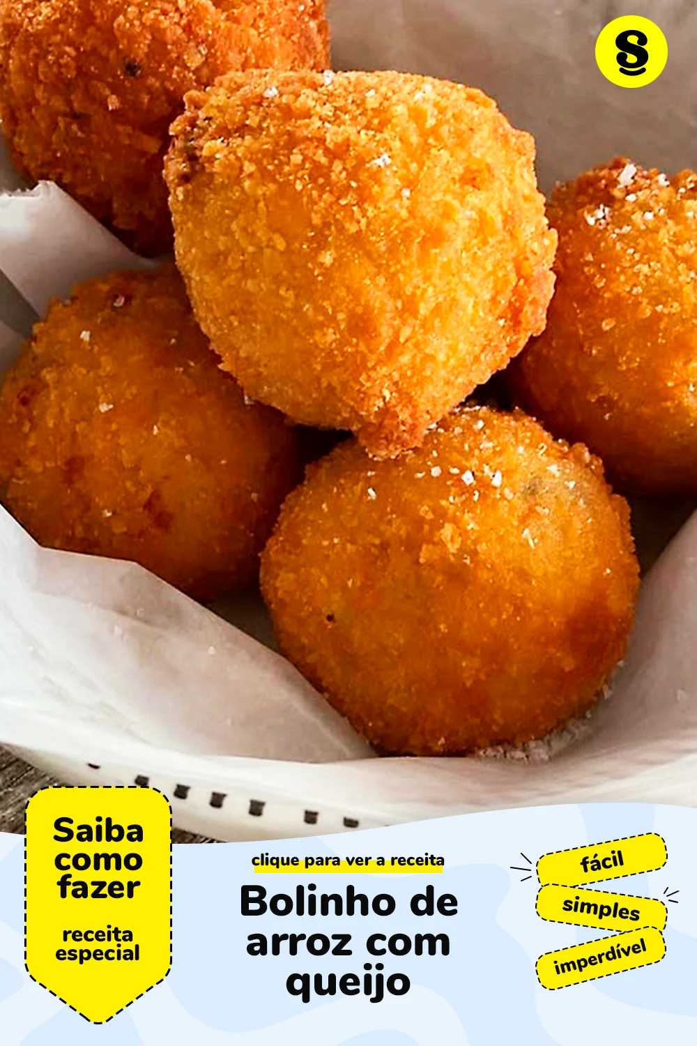 Receita de bolinho de arroz com queijo
