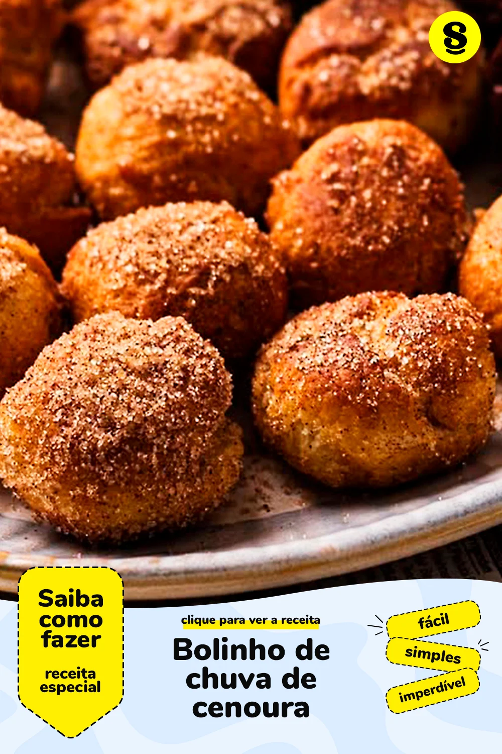 Receita de bolinho de chuva de cenoura