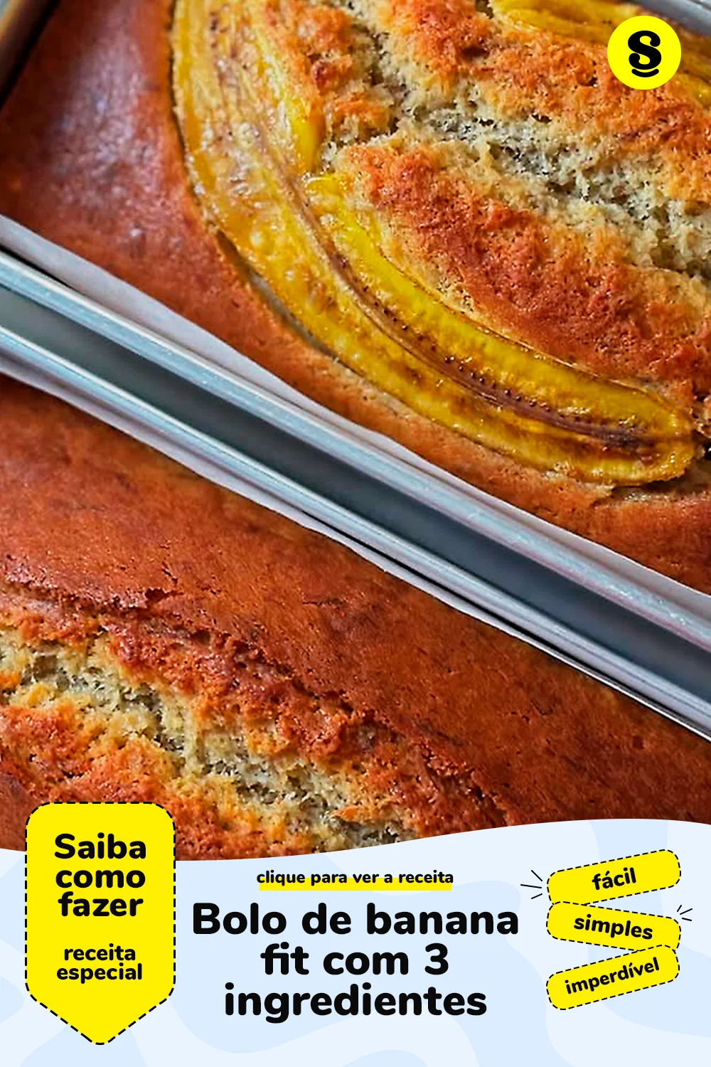 Receita de bolo de banana fit com 3 ingredientes
