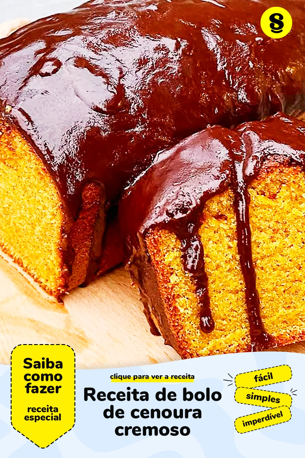 Receita de bolo de cenoura cremoso