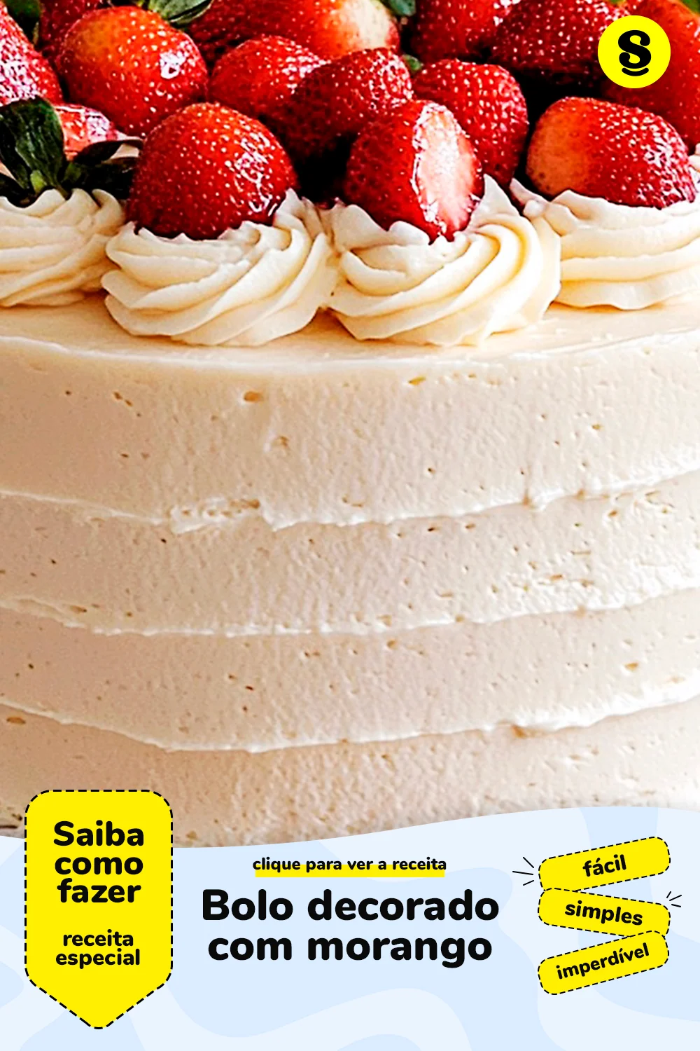 Receita de bolo decorado com morango