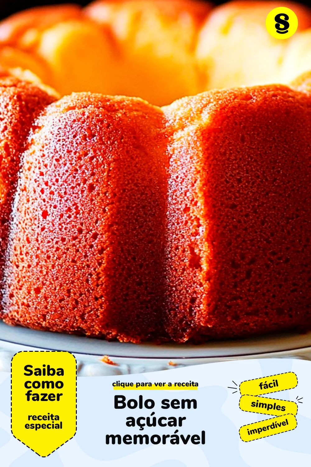 Receita de bolo sem açúcar