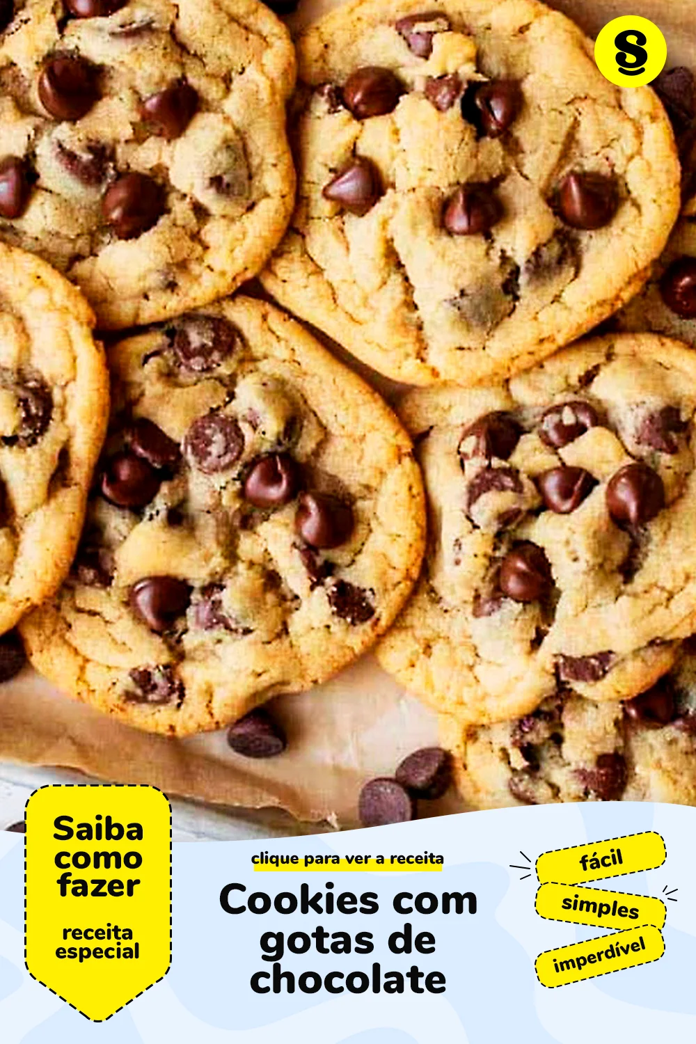 Receita de cookies com gotas de chocolate