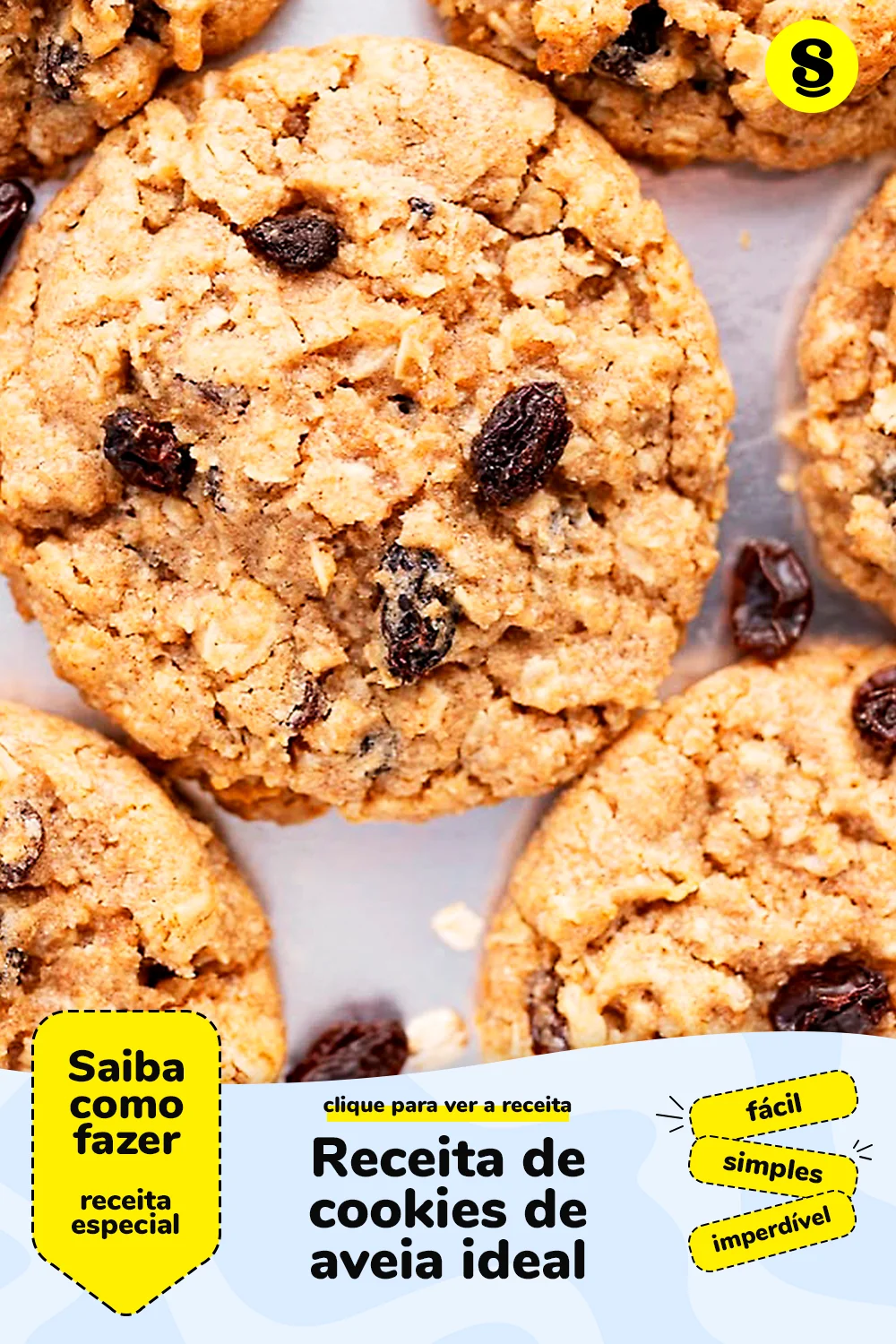 Receita de cookies de aveia