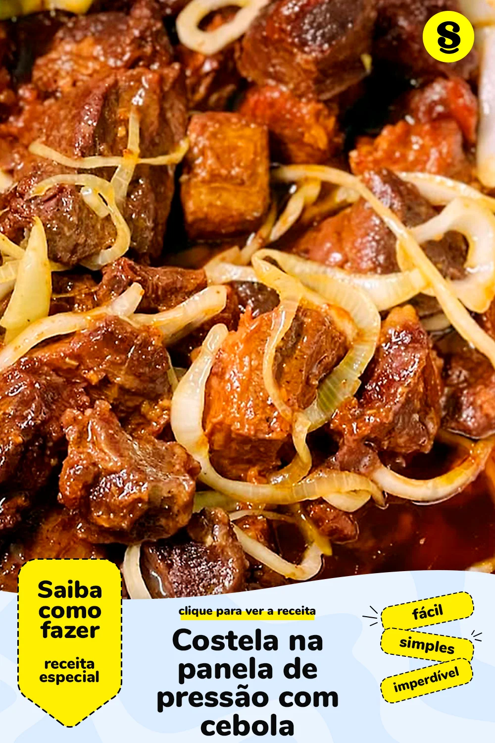 Receita de costela na panela de pressão com cebola