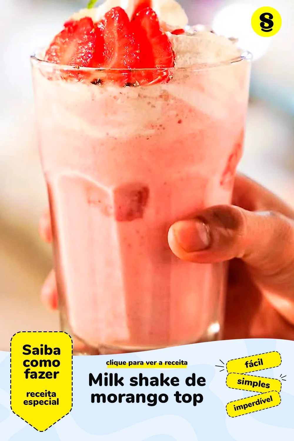 Receita de milk shake de morango