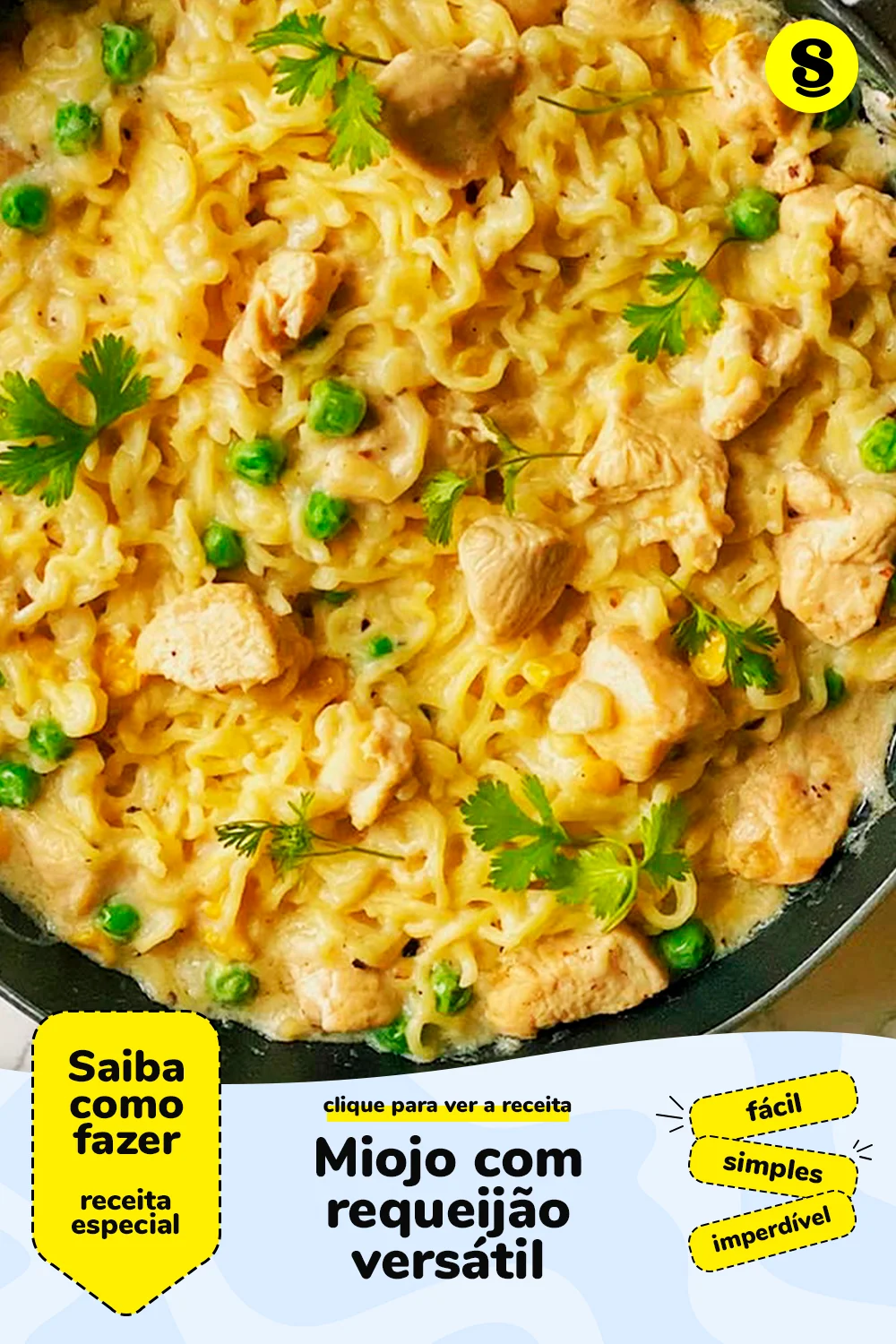 Receita de miojo com requeijão