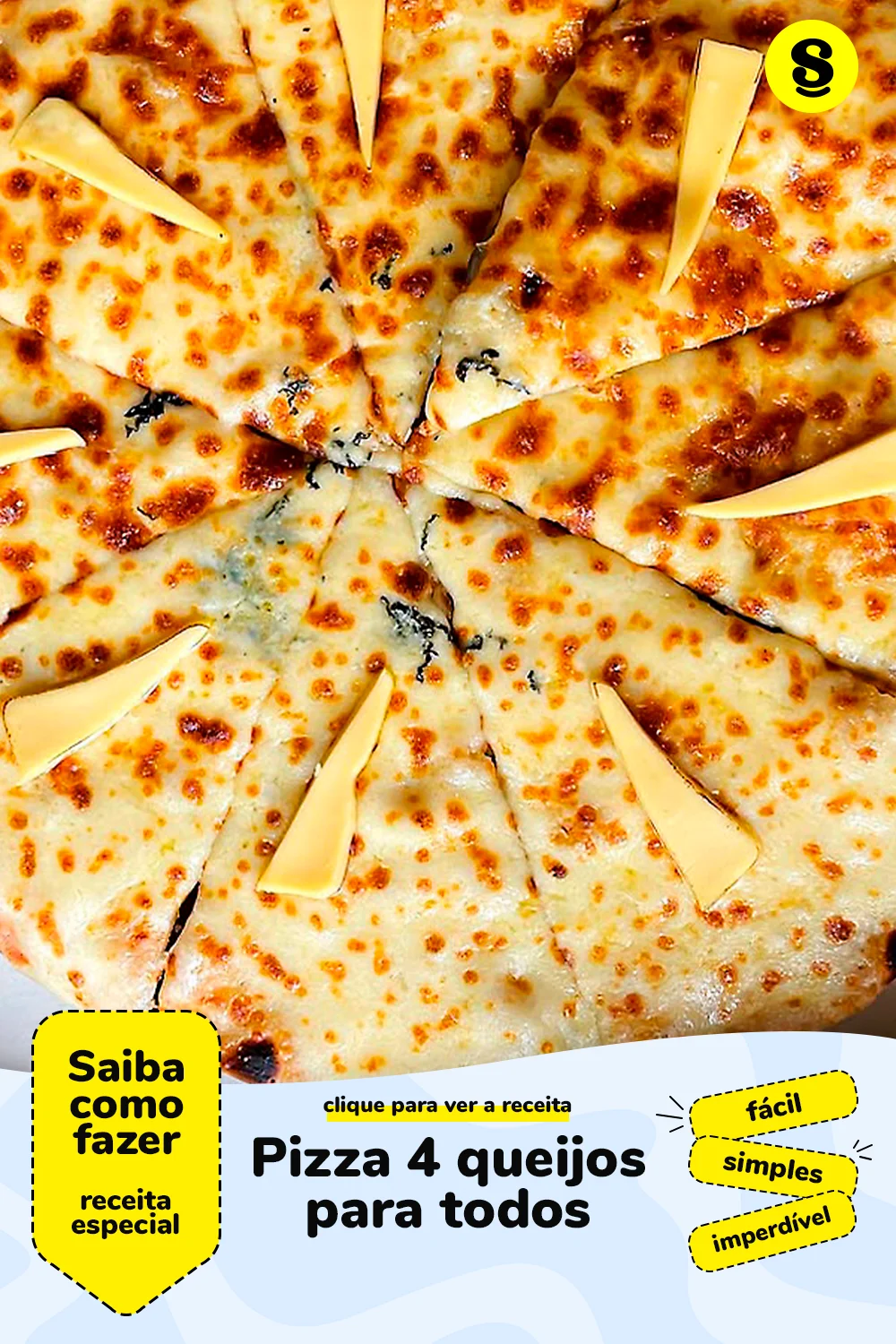 Receita de pizza 4 queijos