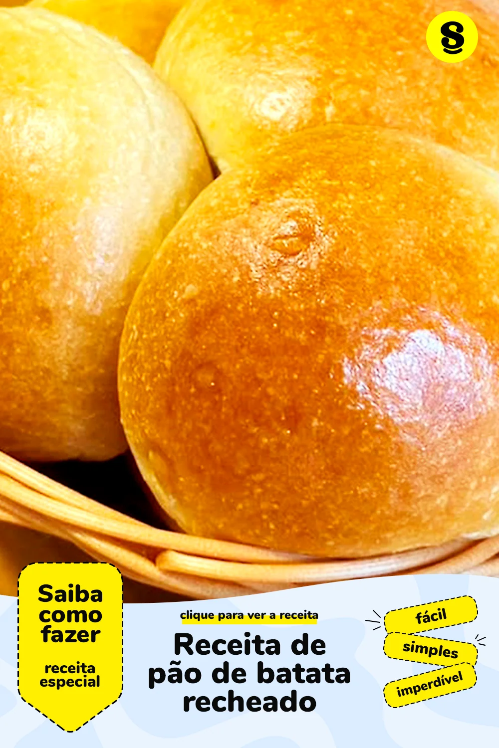 Receita de pão de batata recheado