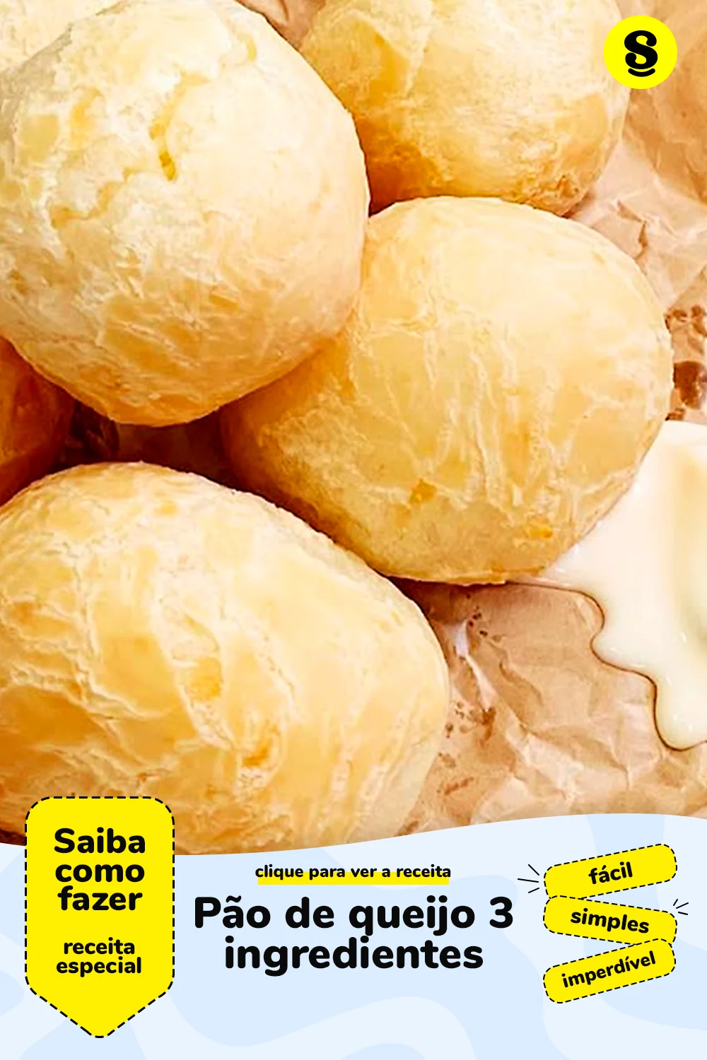 Receita de pão de queijo 3 ingredientes