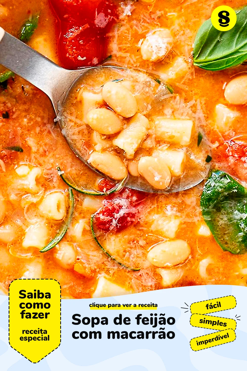 Receita de sopa de feijão com macarrão