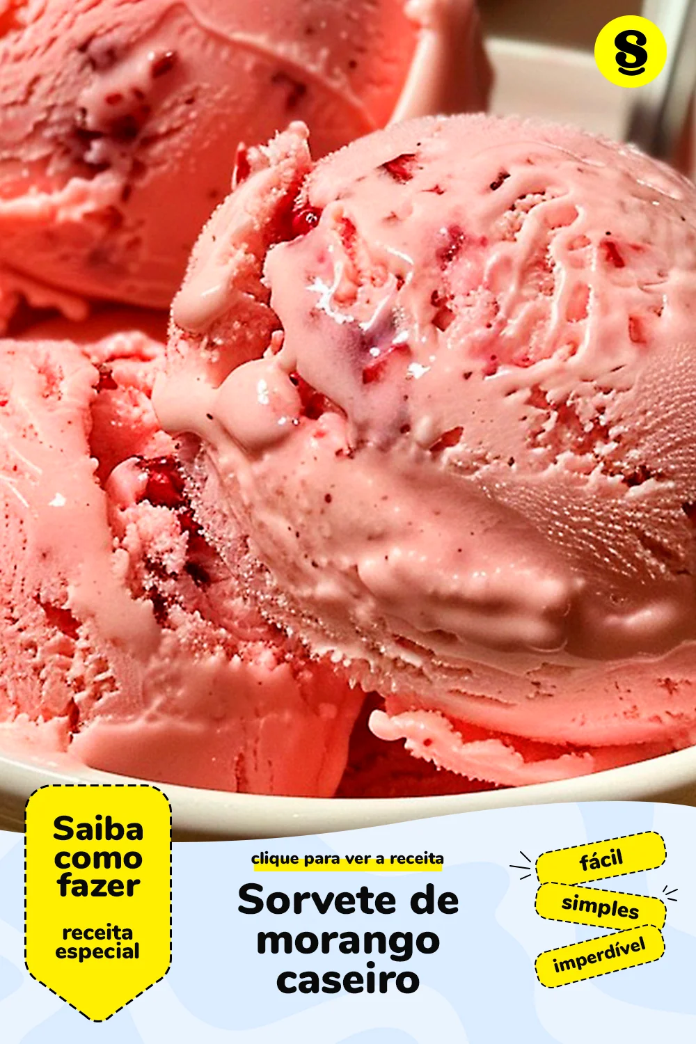 Receita de sorvete de morango caseiro