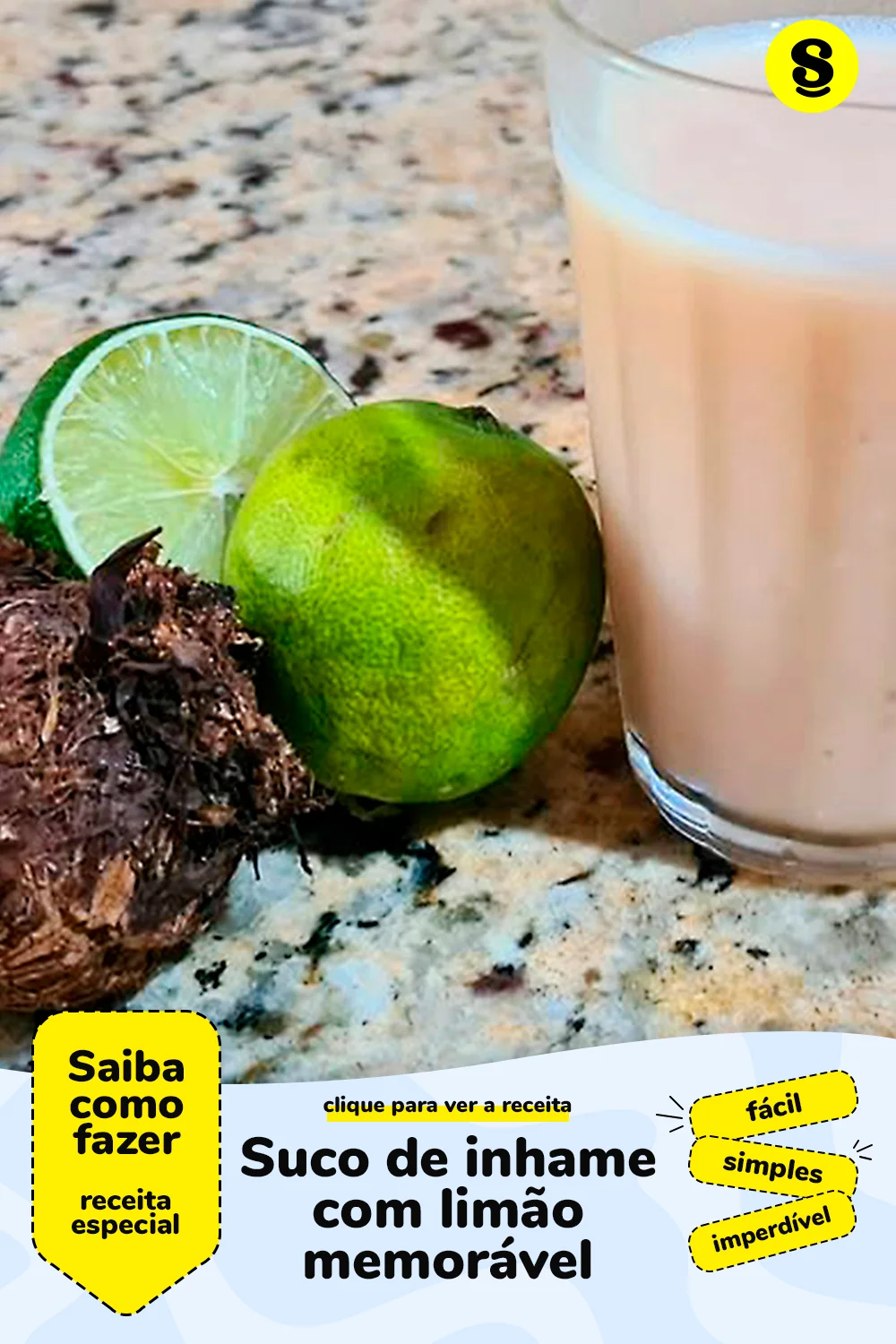 Receita de suco de inhame com limão