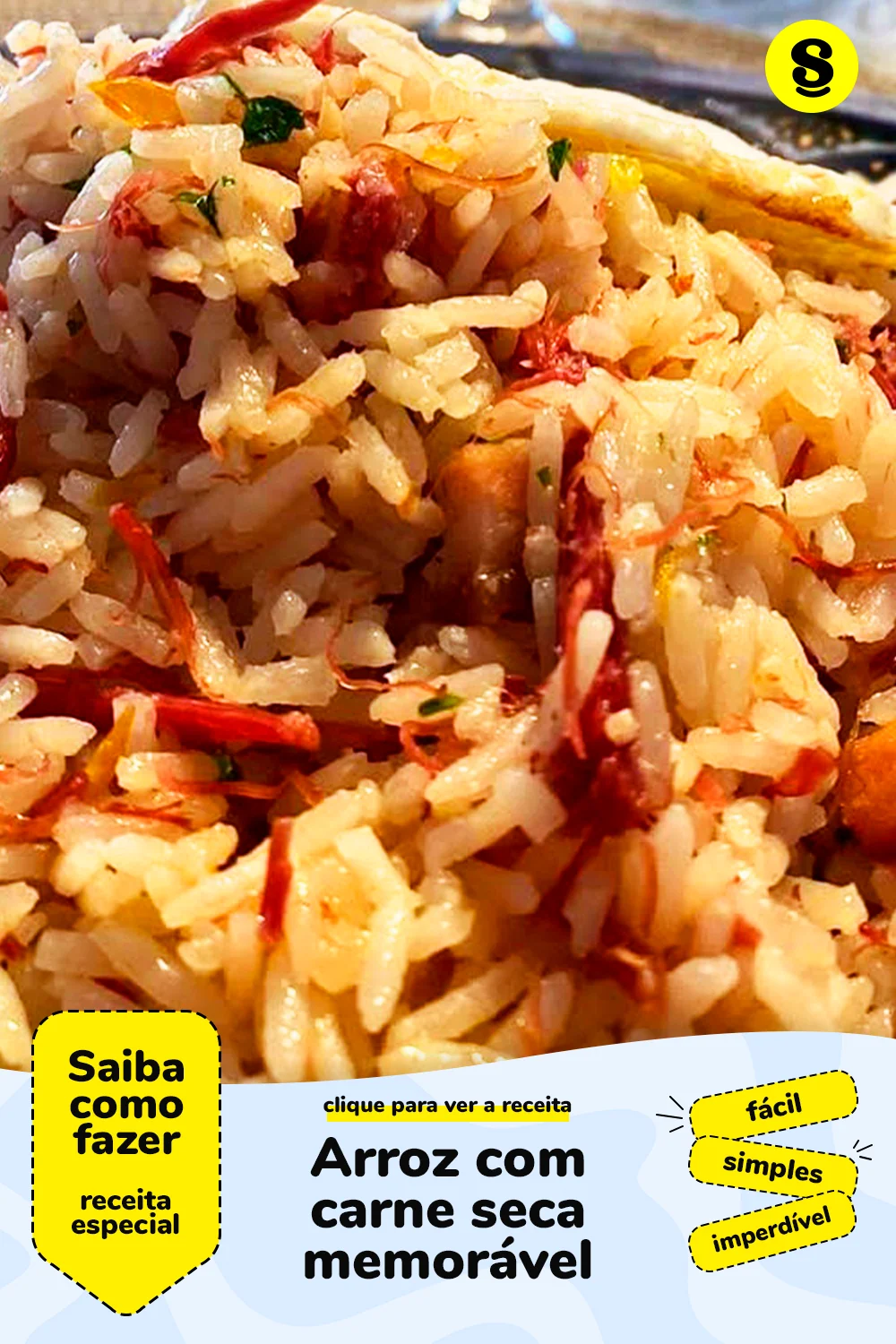 Receita de arroz com carne seca