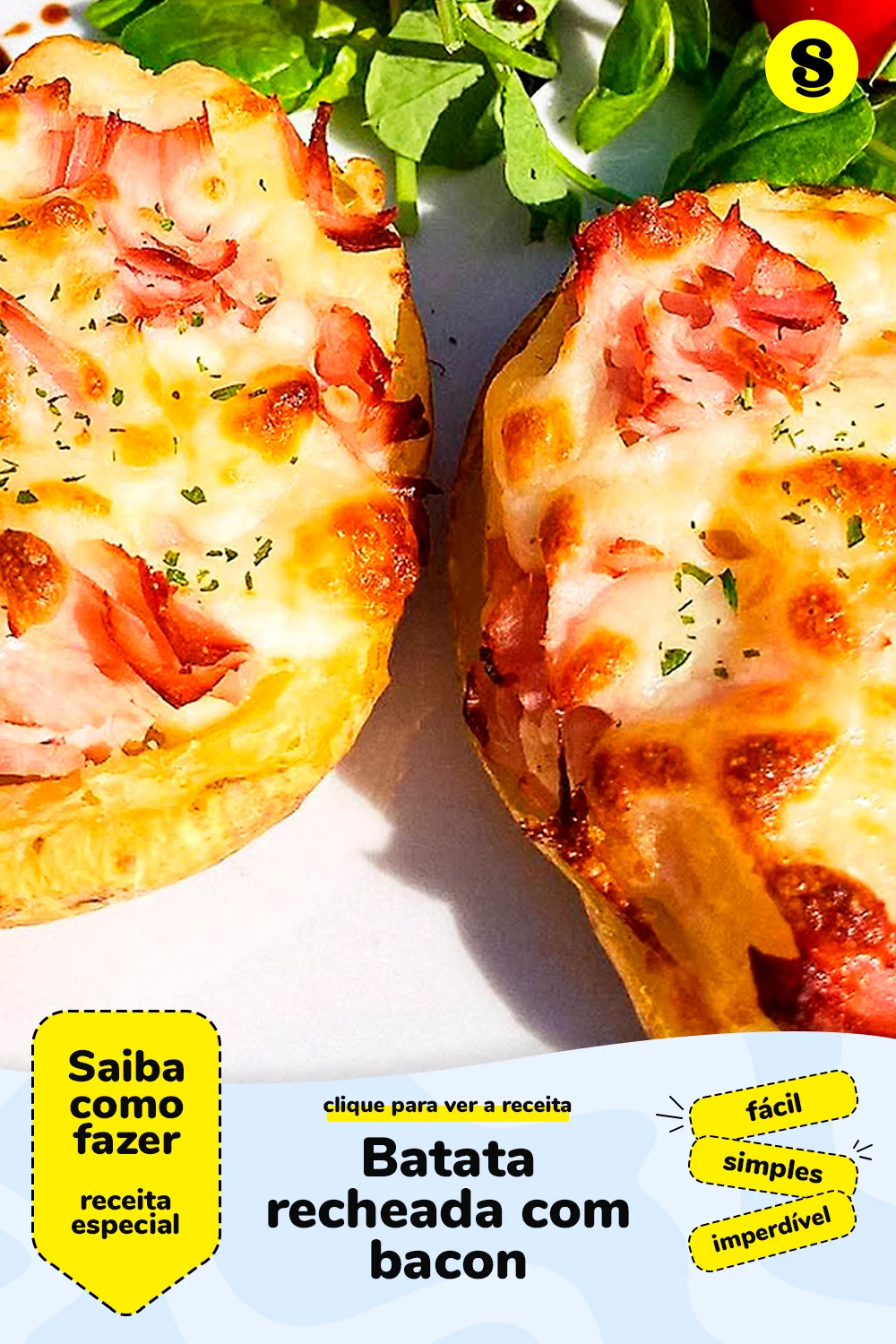 Receita de batata recheada com bacon