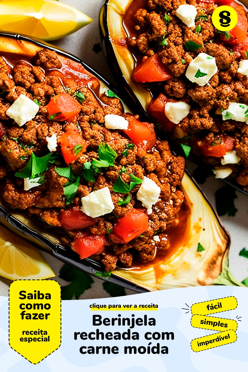 Receita de berinjela recheada com carne moída