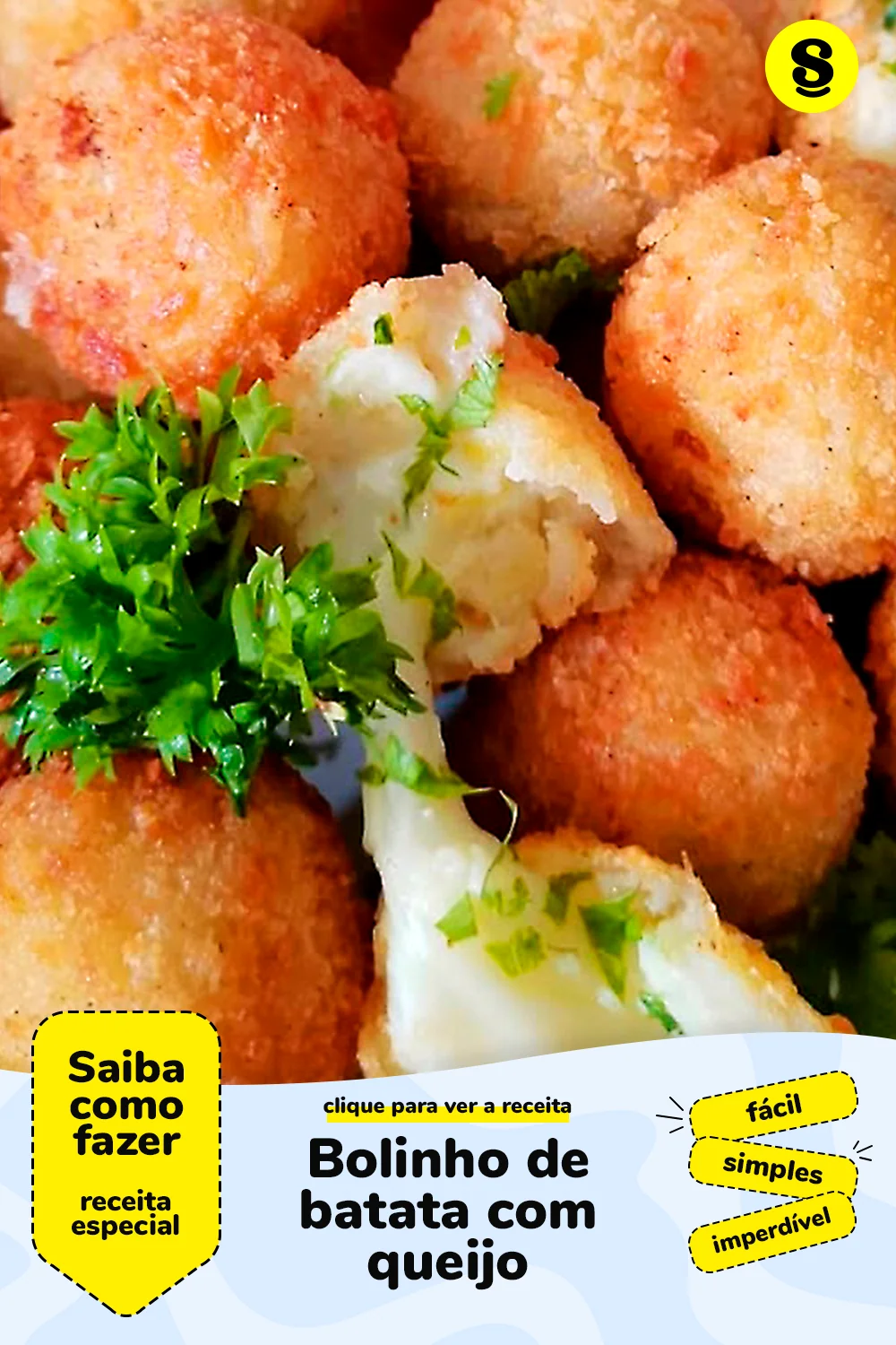 Receita de bolinho de batata com queijo
