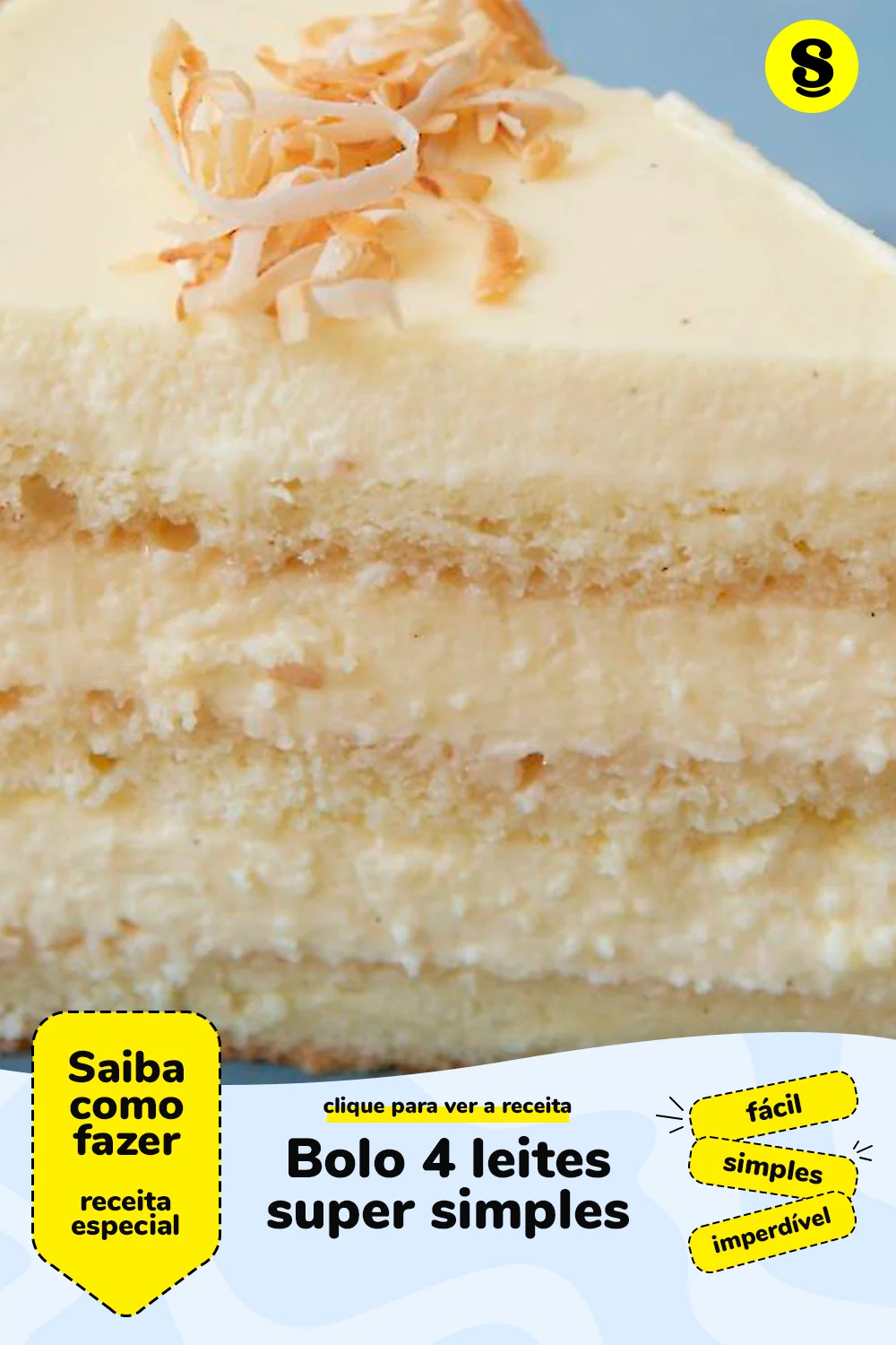 Receita de bolo 4 leites