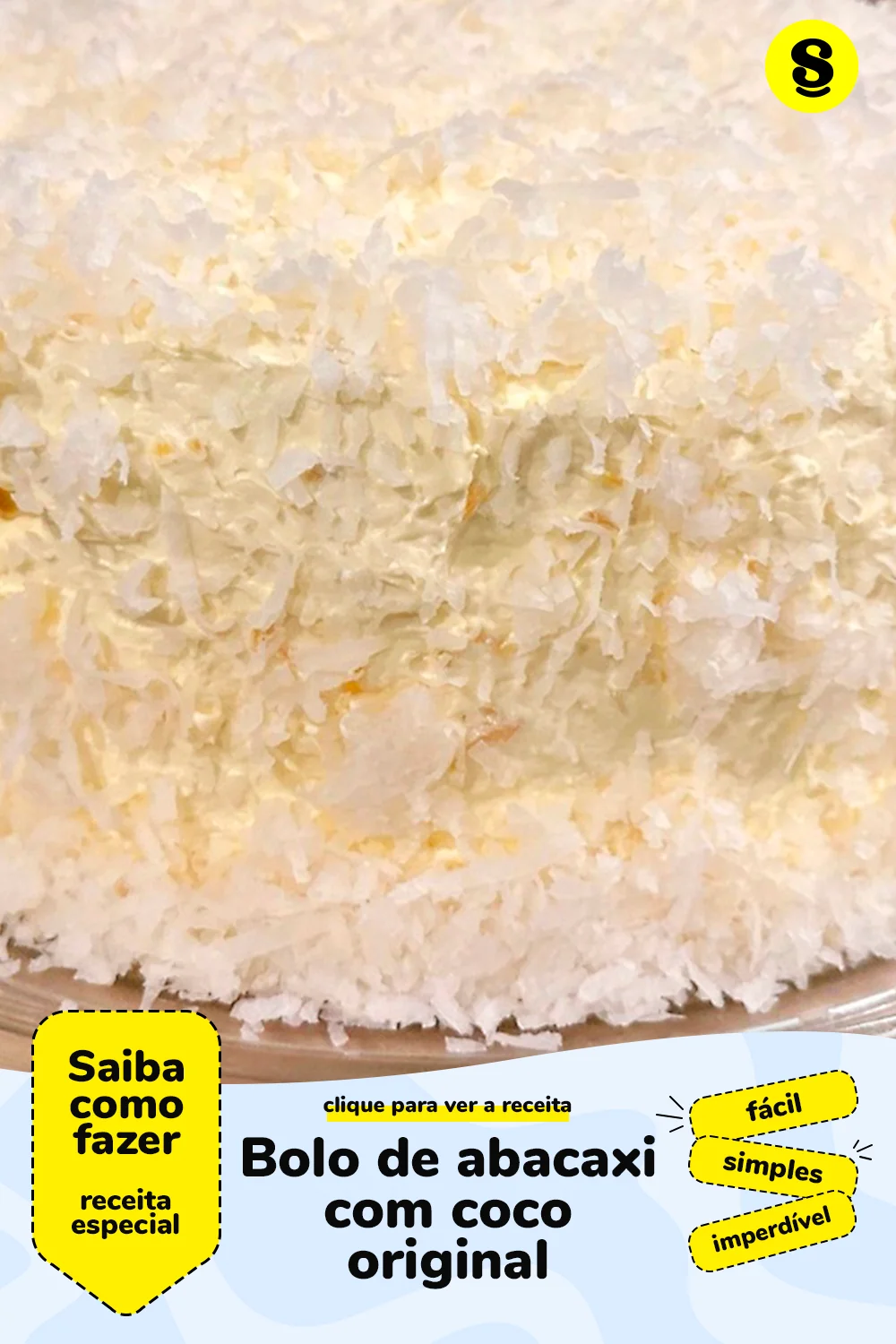 Receita de bolo de abacaxi com coco