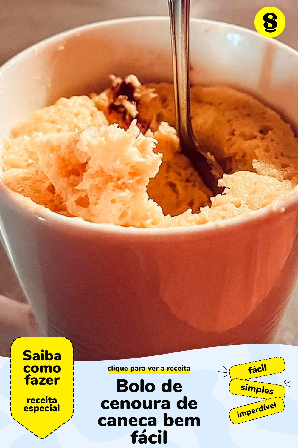 Receita de bolo de cenoura de caneca