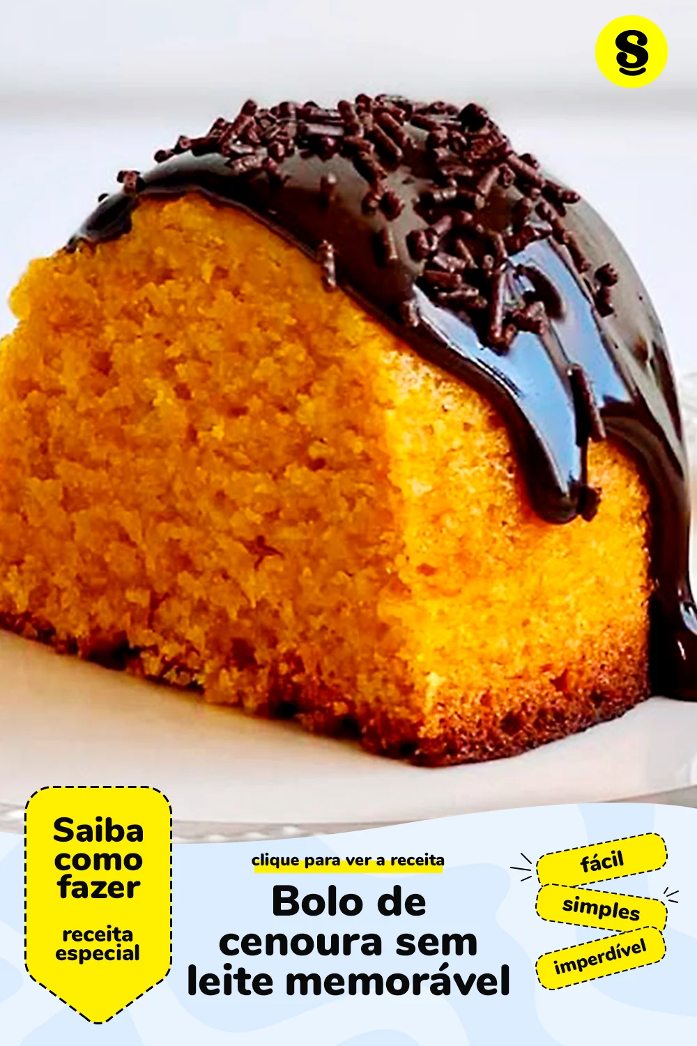 Receita de bolo de cenoura sem leite