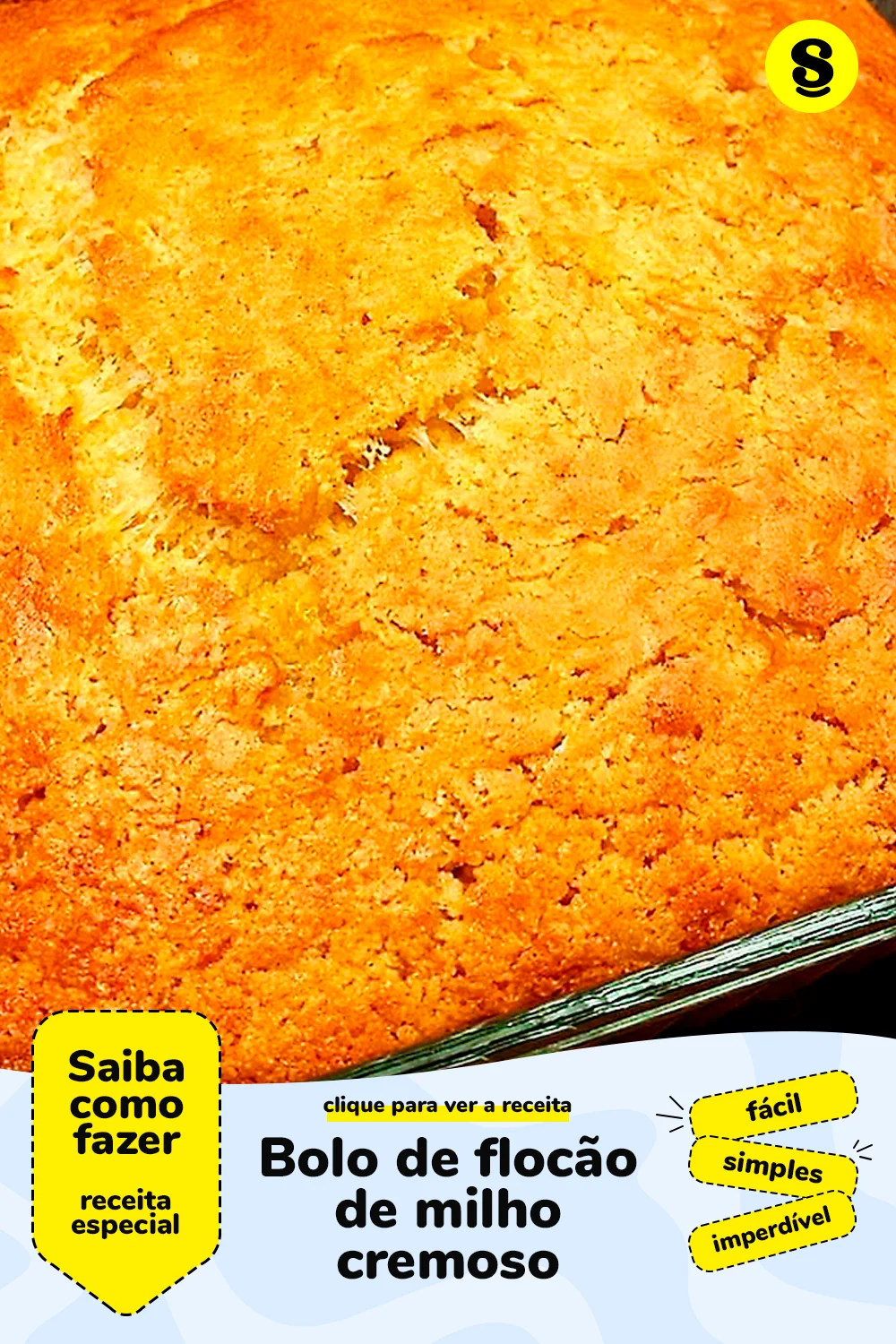 Receita de bolo de flocão de milho cremoso