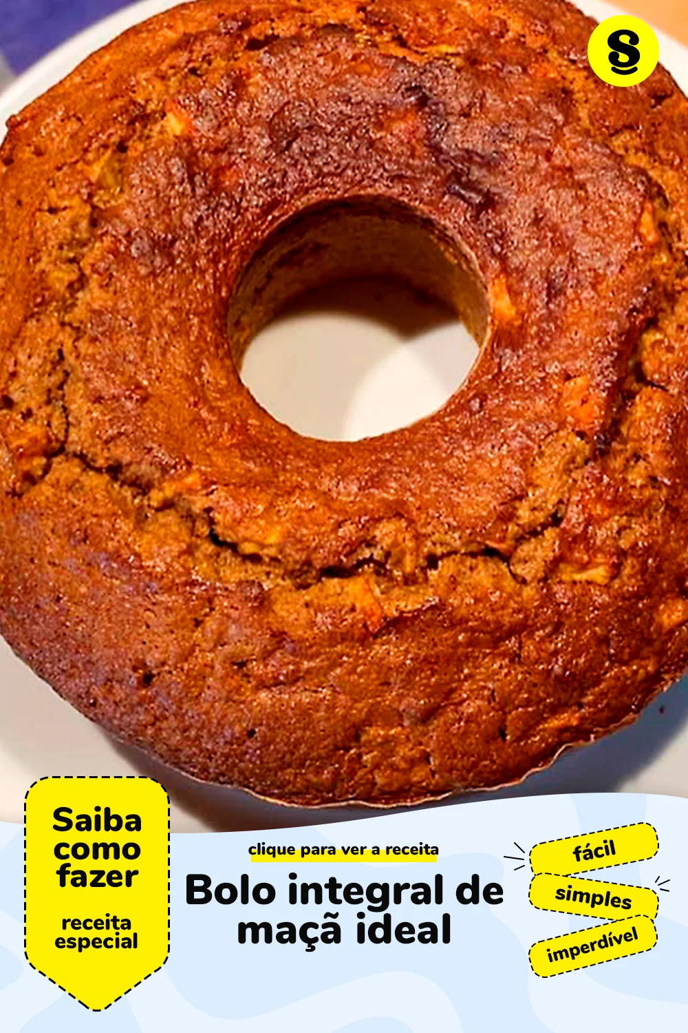 Receita de bolo integral de maçã