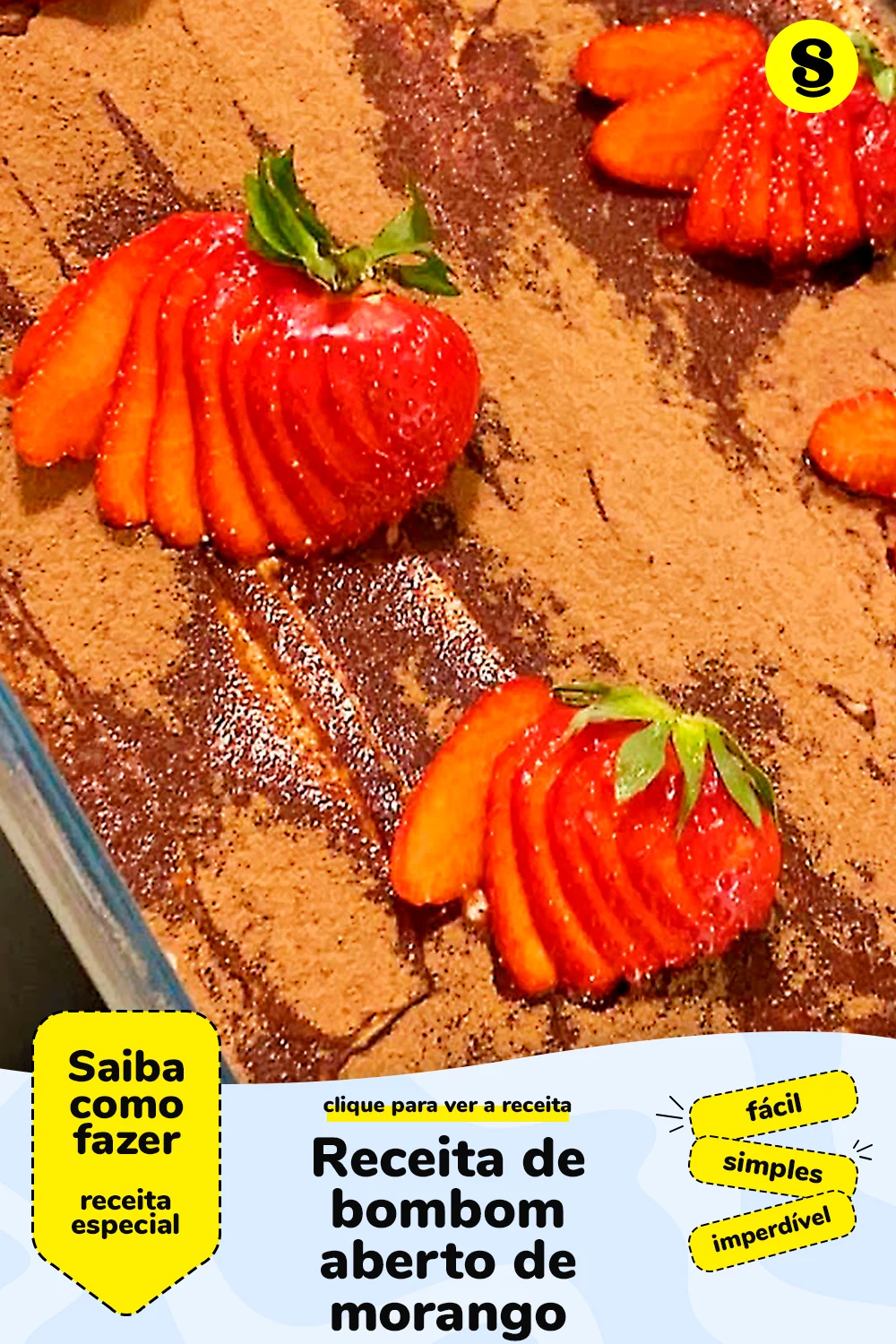 Receita de bombom aberto de morango