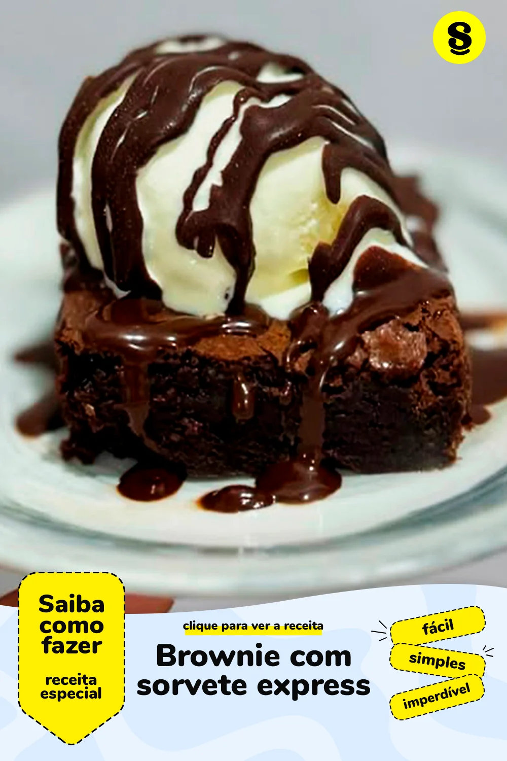Receita de brownie com sorvete