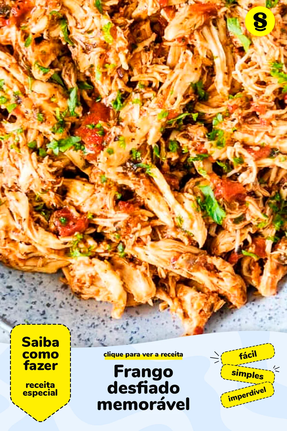 Receita com frango desfiado