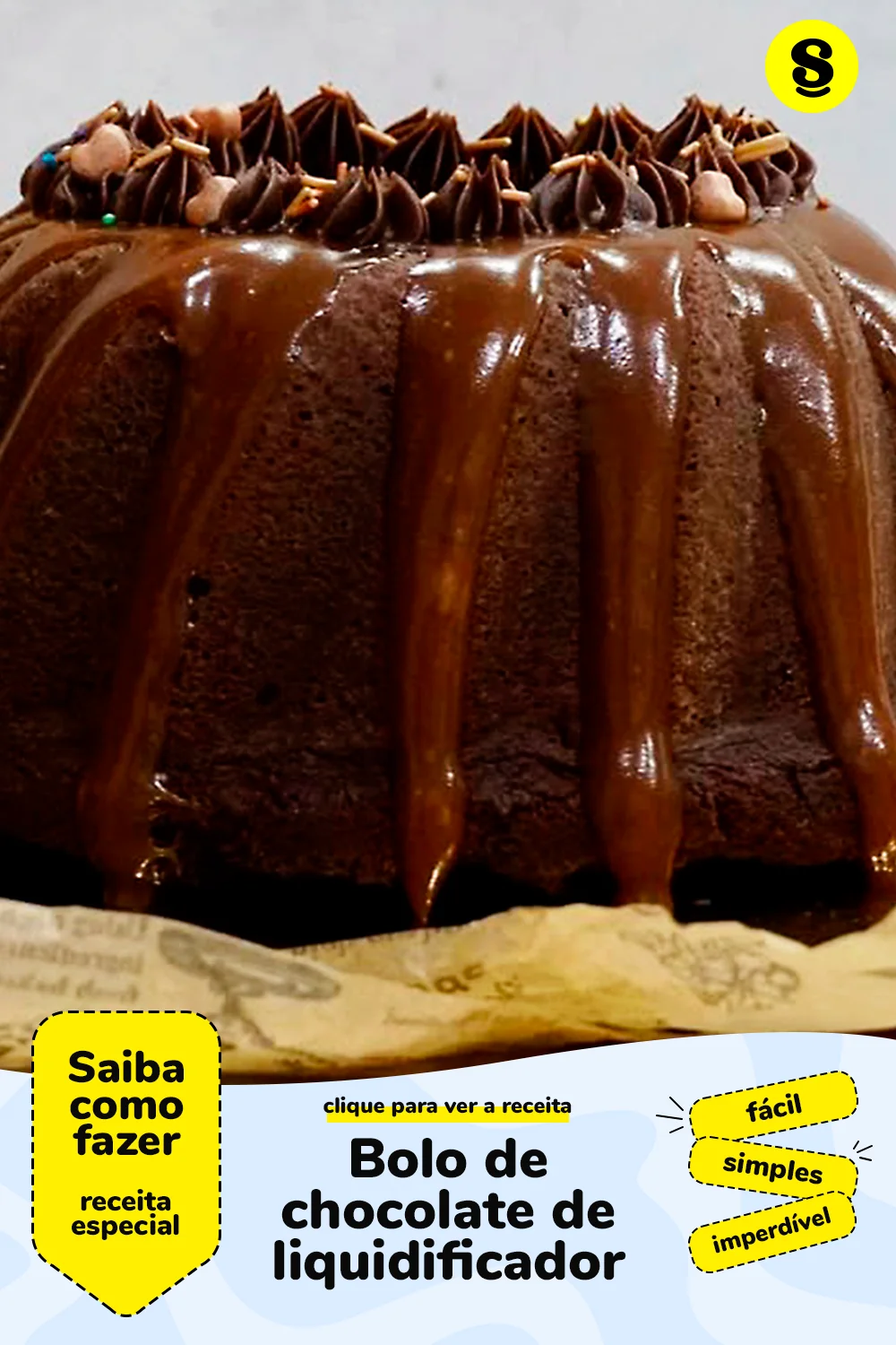 Receita de bolo de chocolate de liquidificador