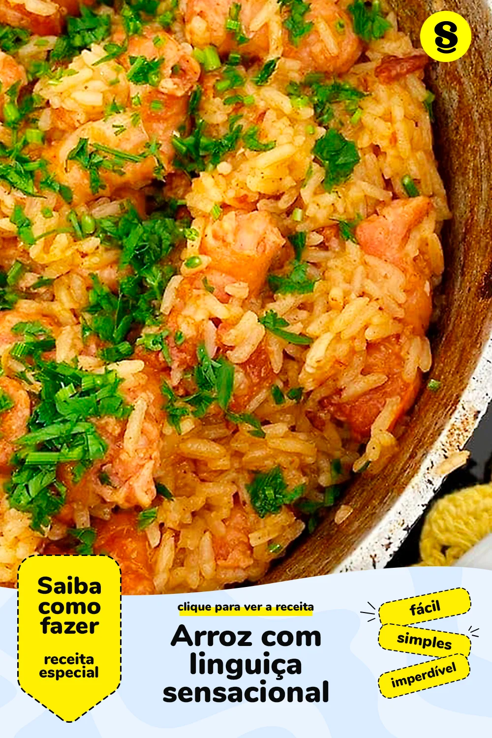 Receita de arroz com linguiça