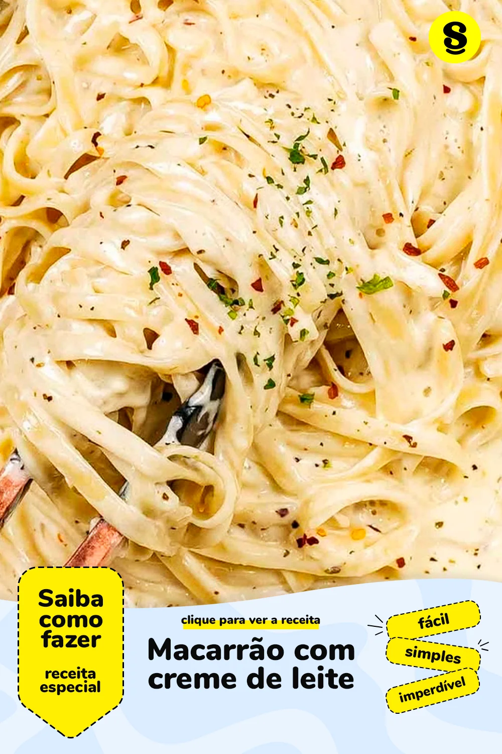 Receita de macarrão com creme de leite