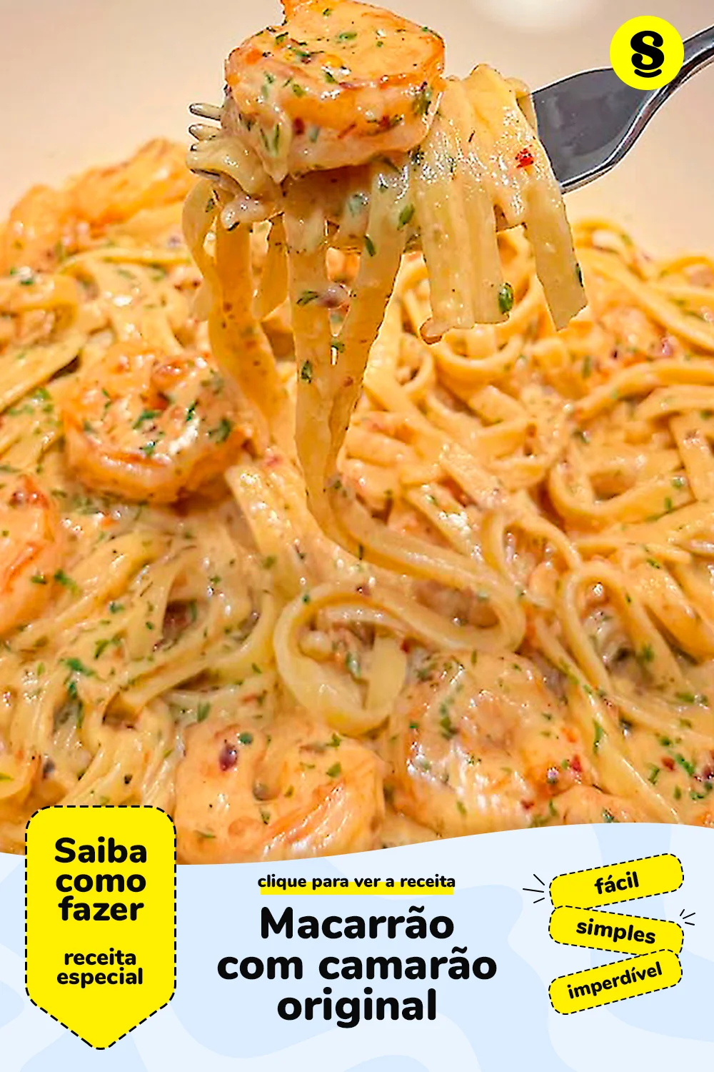 Receita de macarrão com camarão