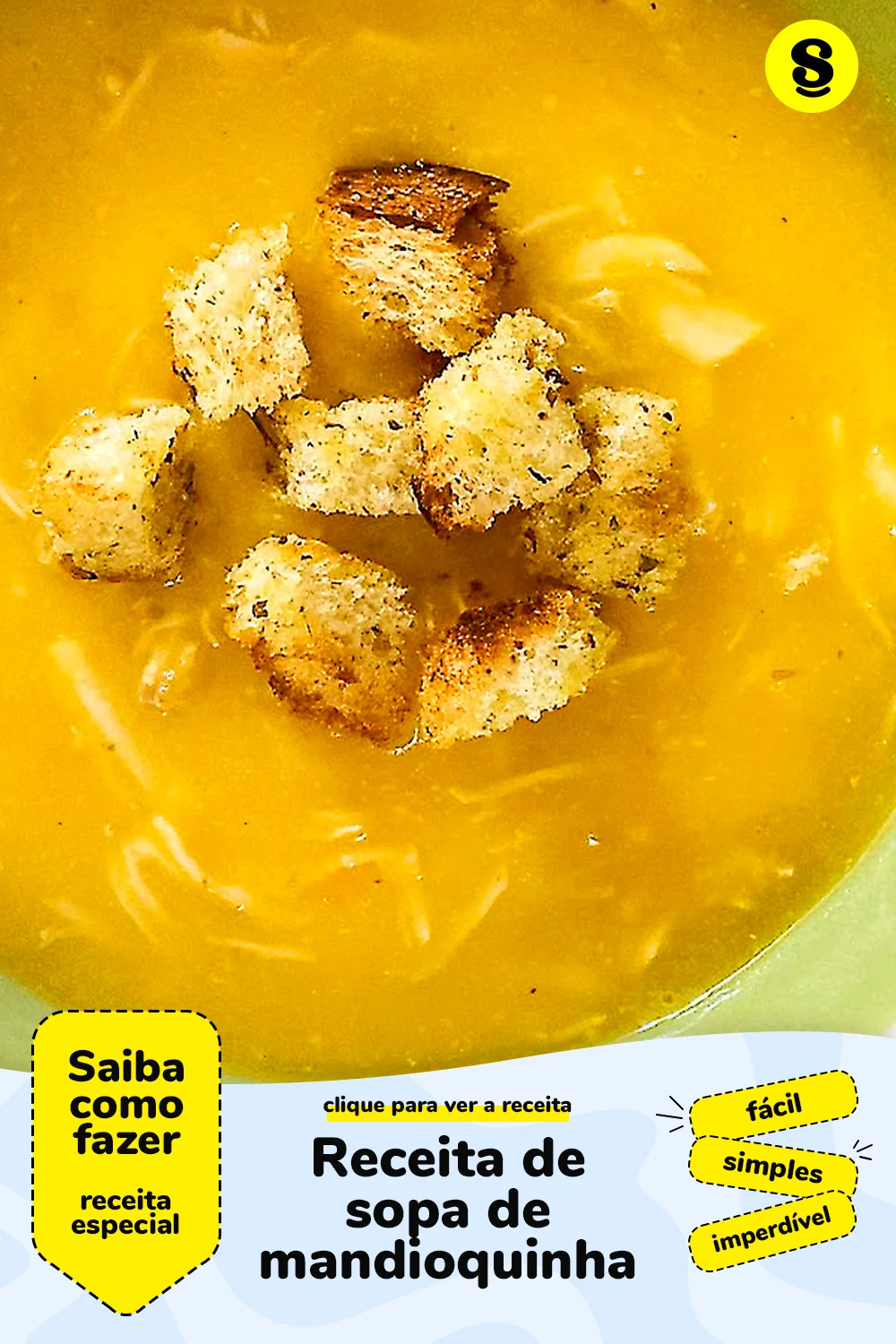 Receita de sopa de mandioquinha