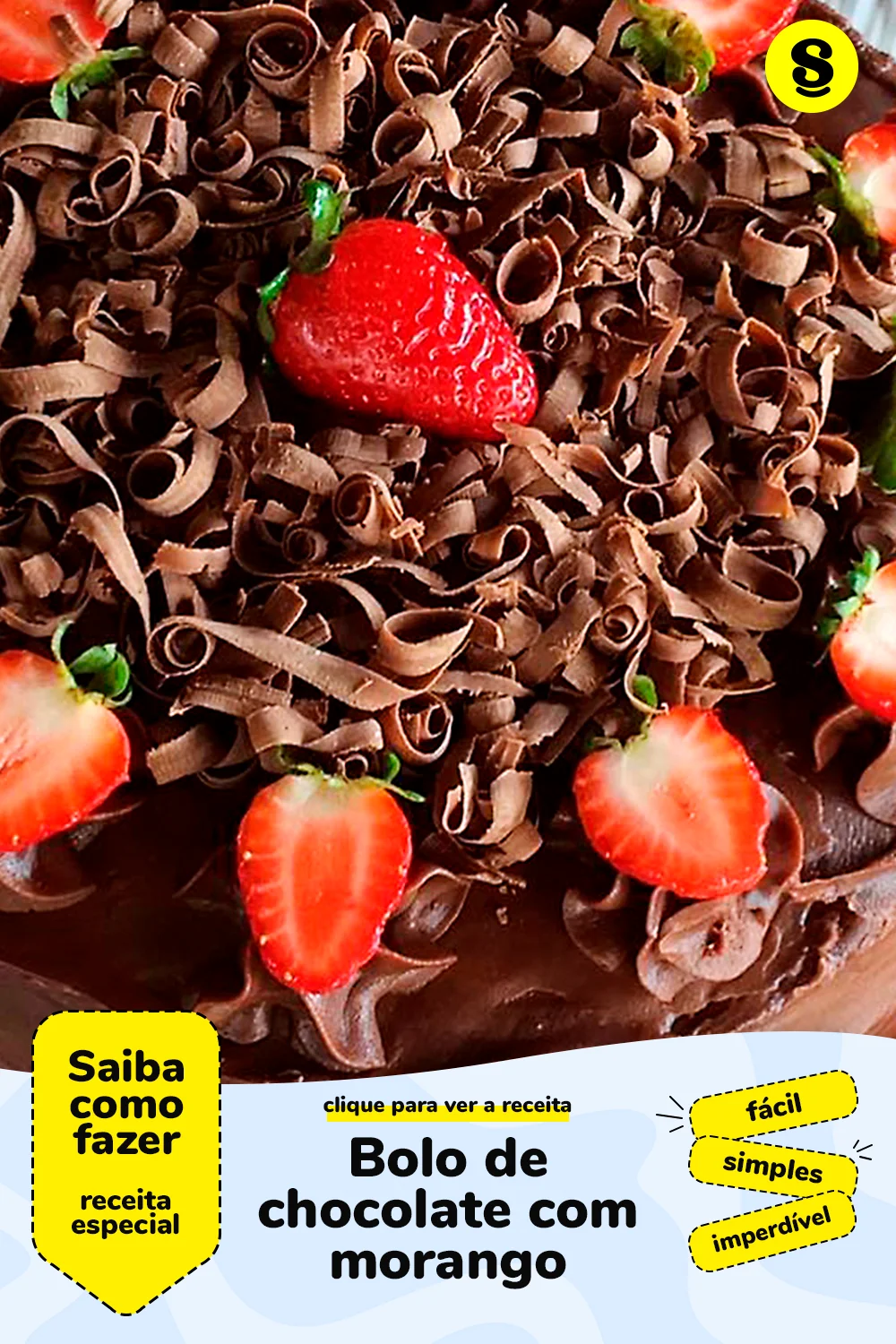 Receita de bolo de chocolate com morango