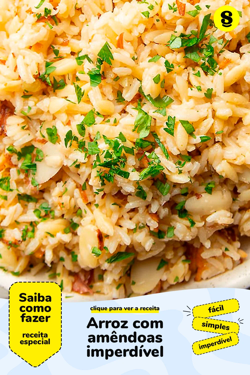 Receita de arroz com amêndoas